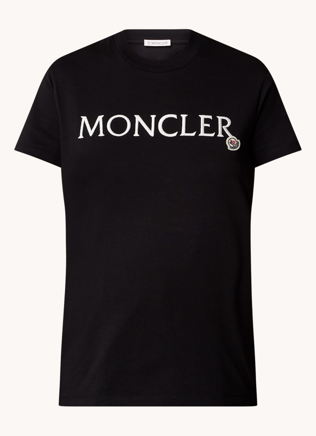 Moncler T-shirt met logoborduring - voorkant 4 zwart