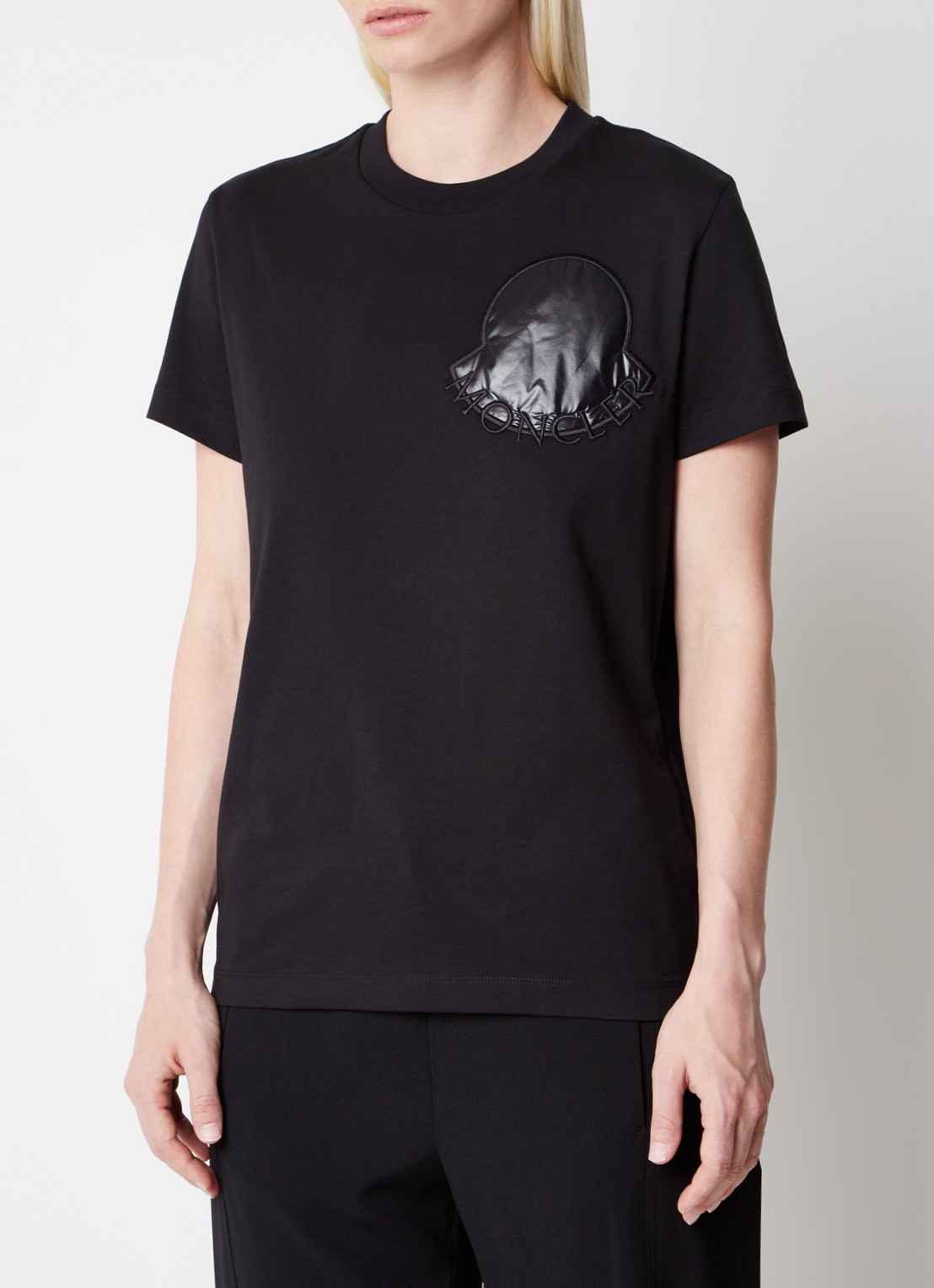 Moncler T-shirt met logoborduring - detail 4 zwart