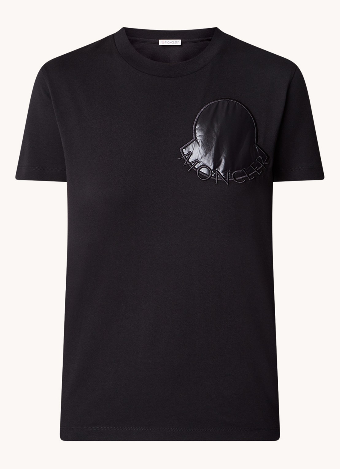 Moncler T-shirt met logoborduring - voorkant 2 zwart