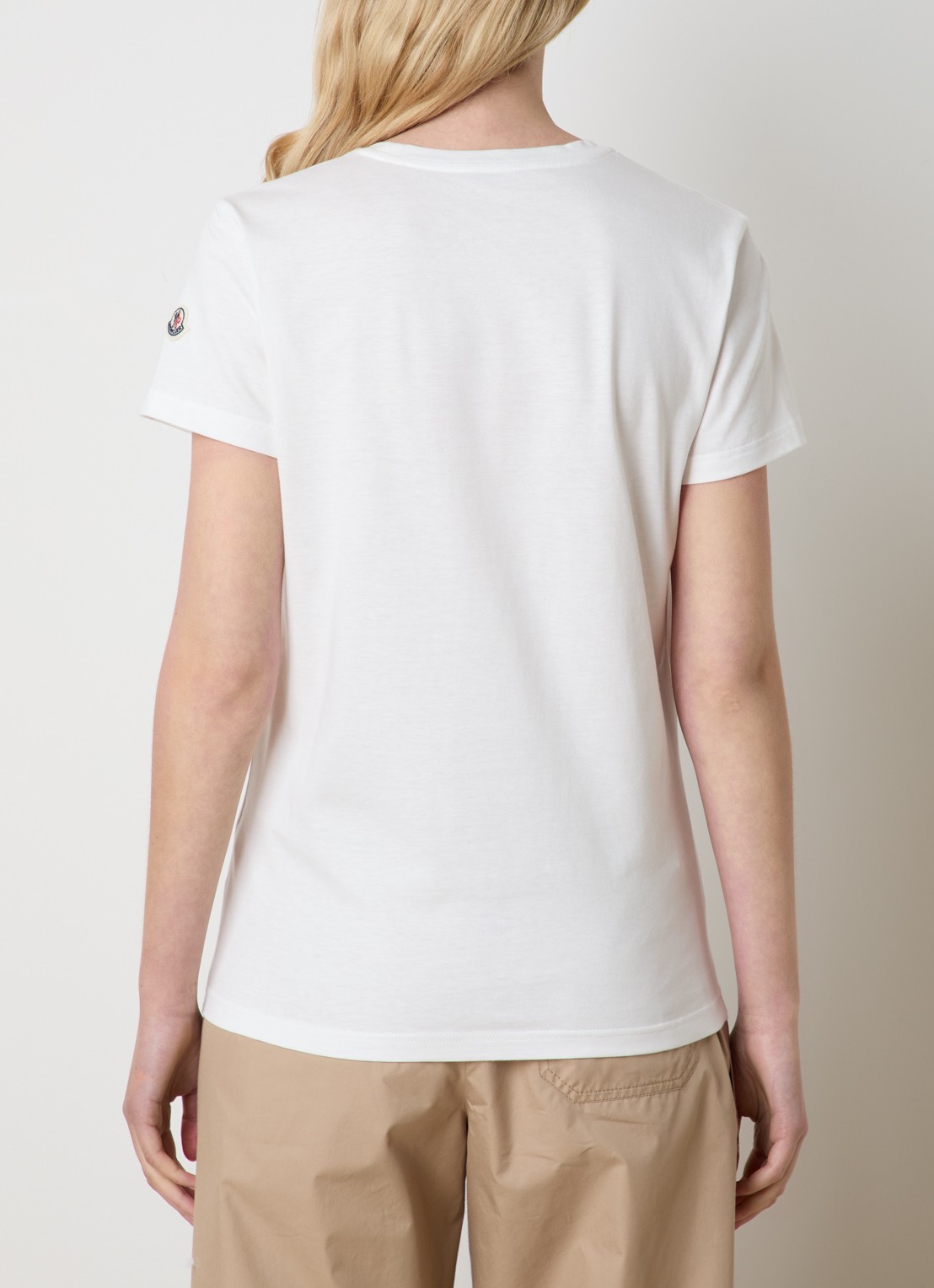 Moncler T-shirt met logoborduring - achterkant gebroken wit