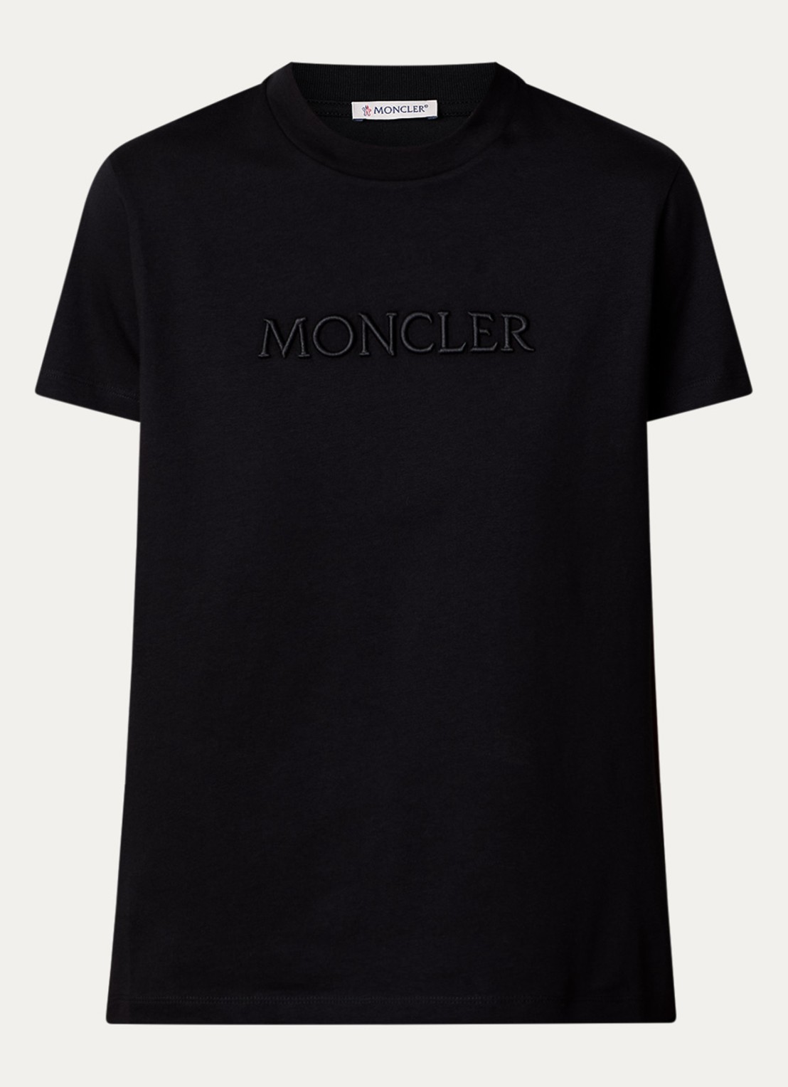 Moncler T-shirt met logoborduring - voorkant zwart