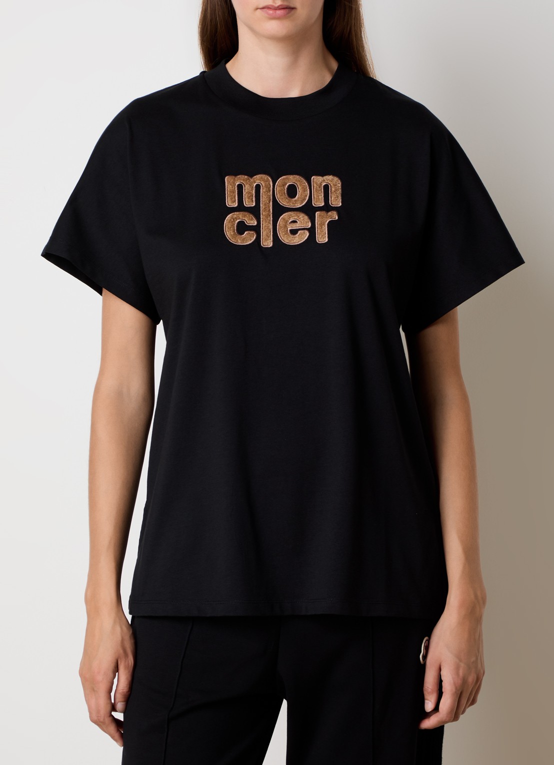Moncler T-shirt met logoborduring - detail 4 zwart