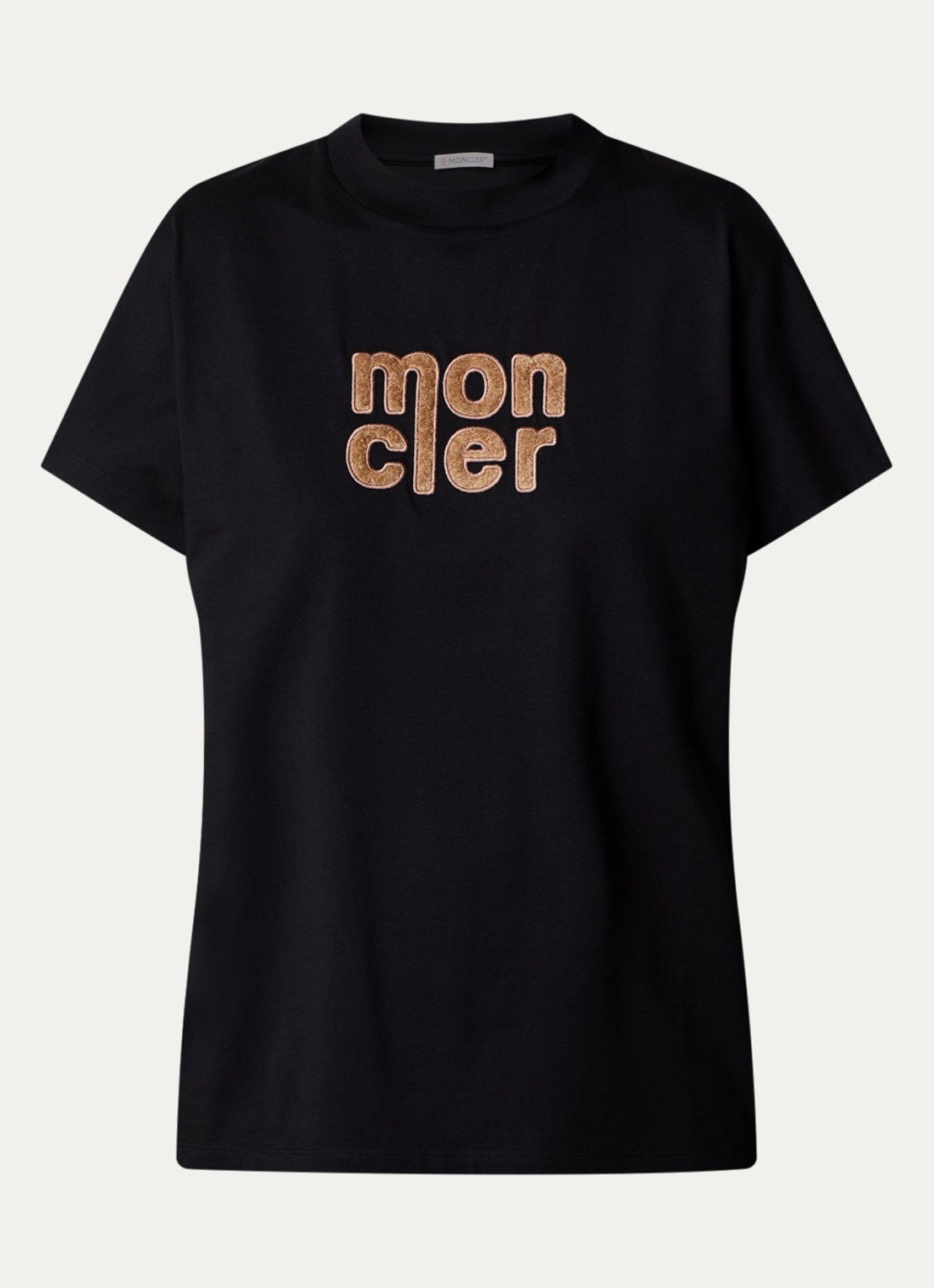 Moncler T-shirt met logoborduring - voorkant zwart