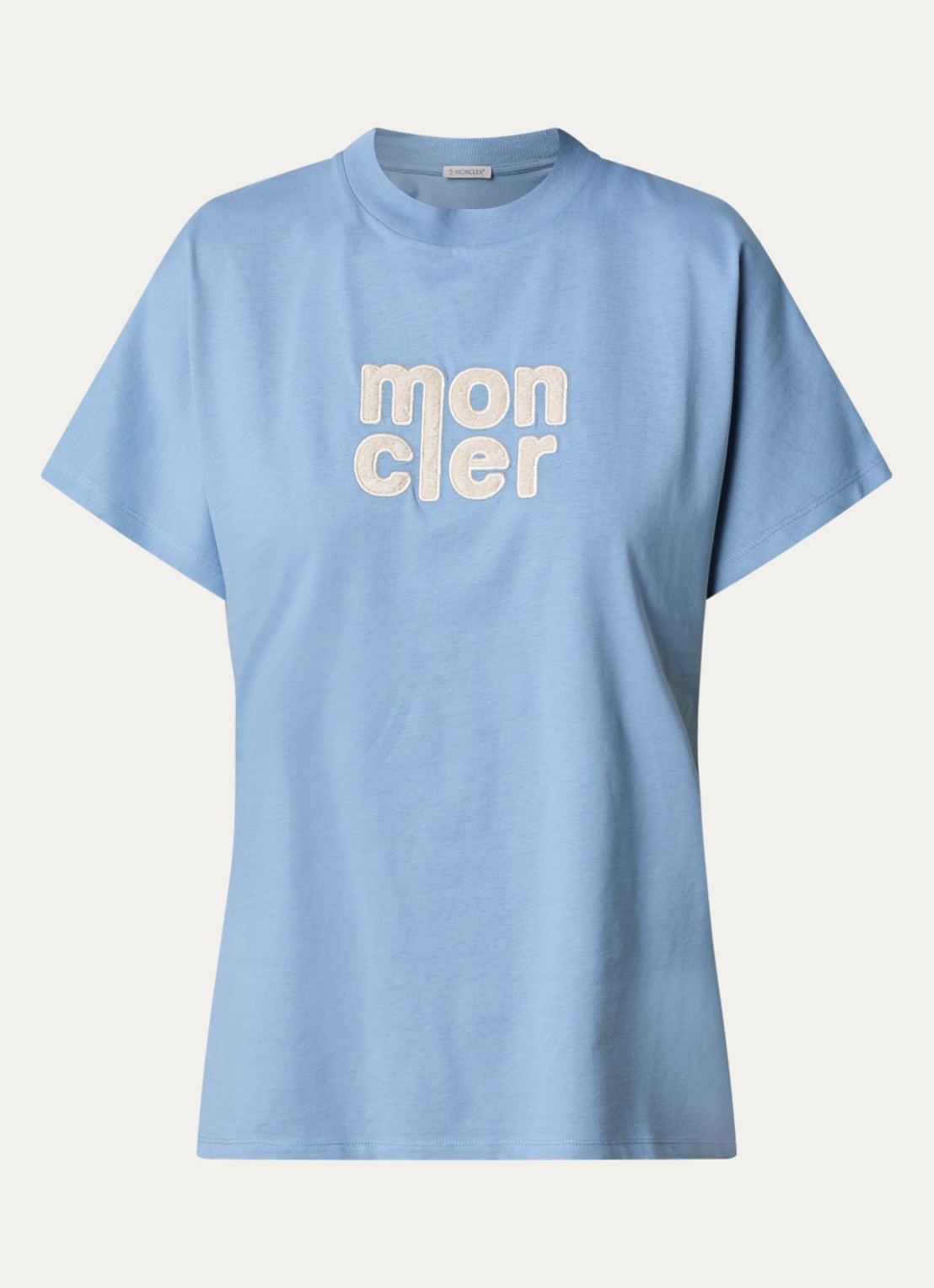Moncler T-shirt met logoborduring - voorkant 3 blauw