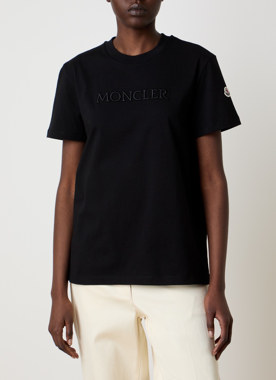 Moncler T-shirt met logoborduring - detail 4 zwart