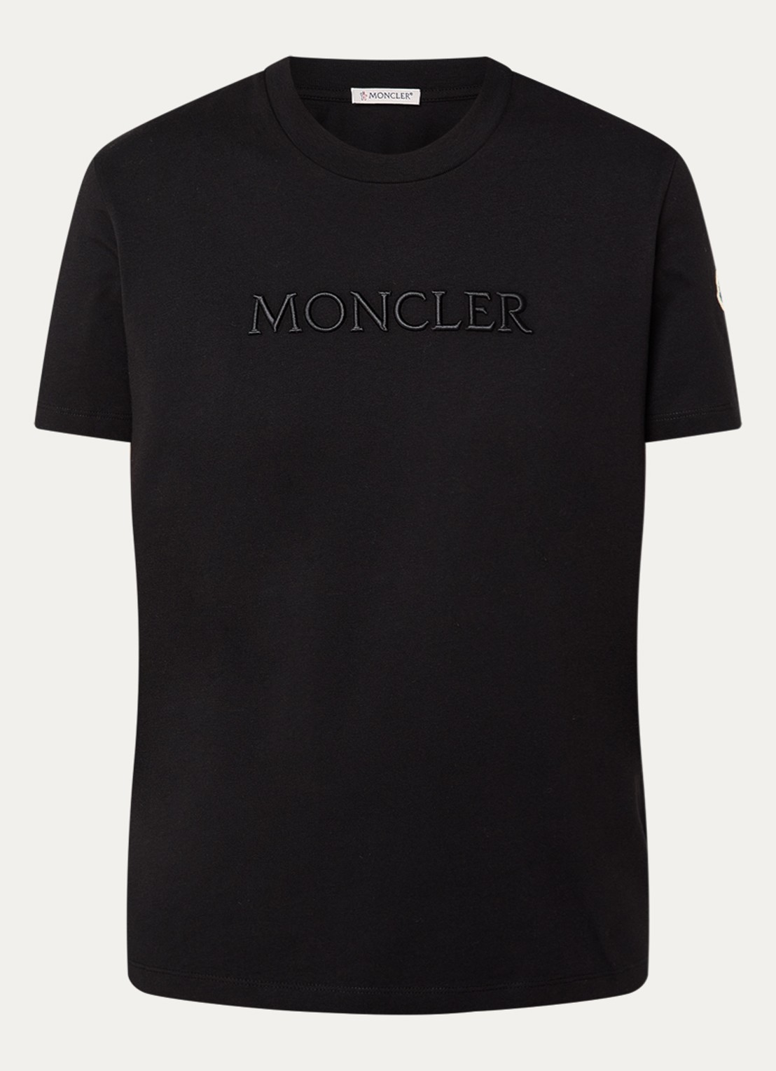 Moncler T-shirt met logoborduring - voorkant zwart