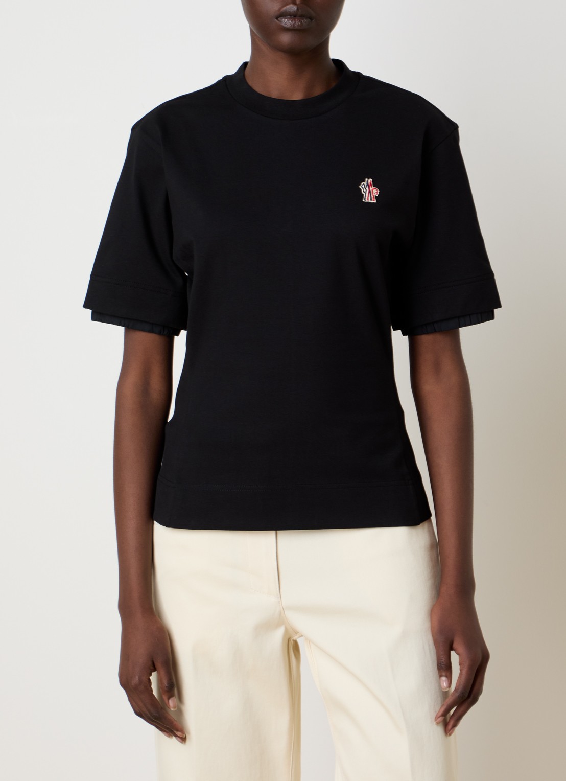 Moncler T-shirt met logoborduring - detail 4 zwart