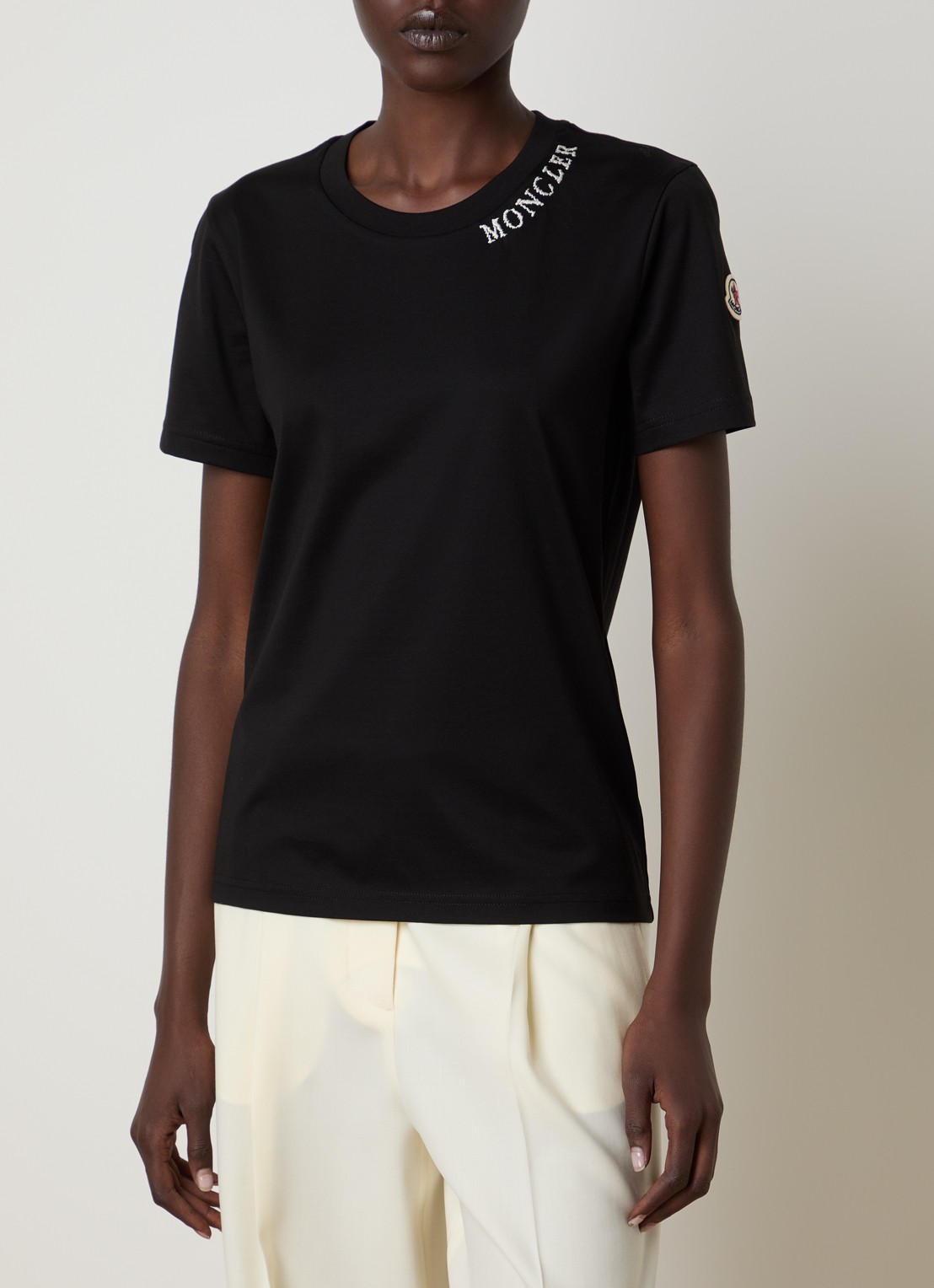 Moncler T-shirt met logoborduring - detail 3 zwart