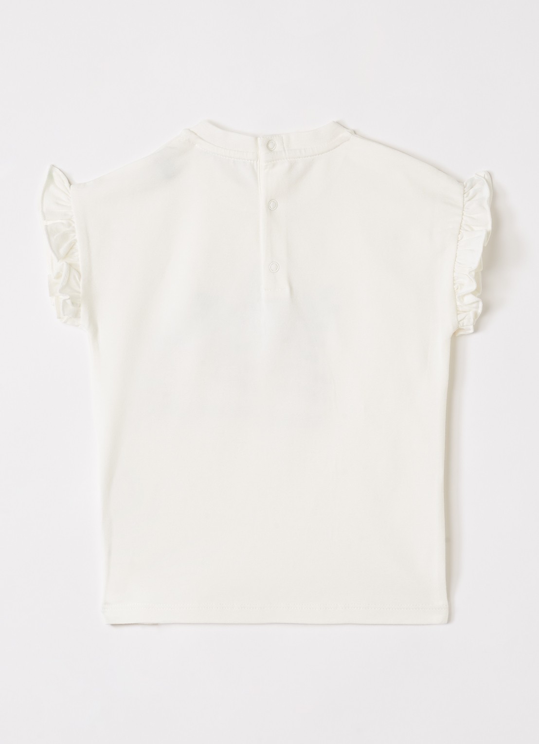 Moncler T-shirt met logoprint en volant - voorkant 2 gebroken wit