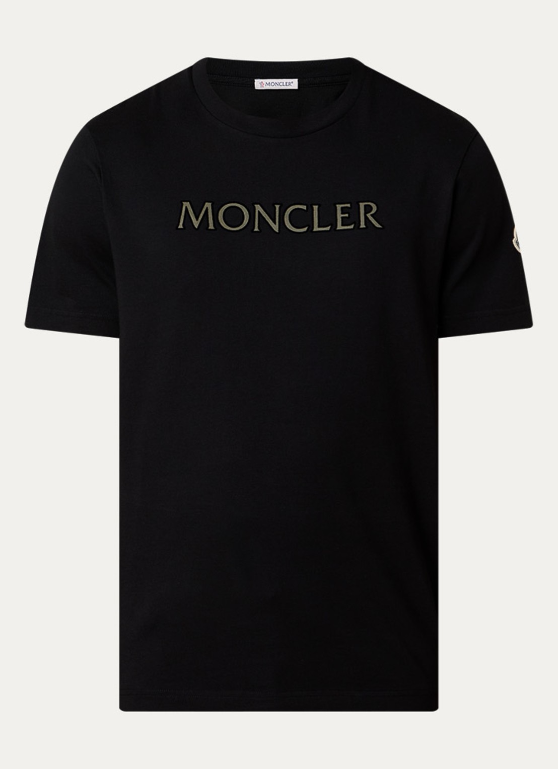 Moncler T-shirt met logoprint - voorkant zwart