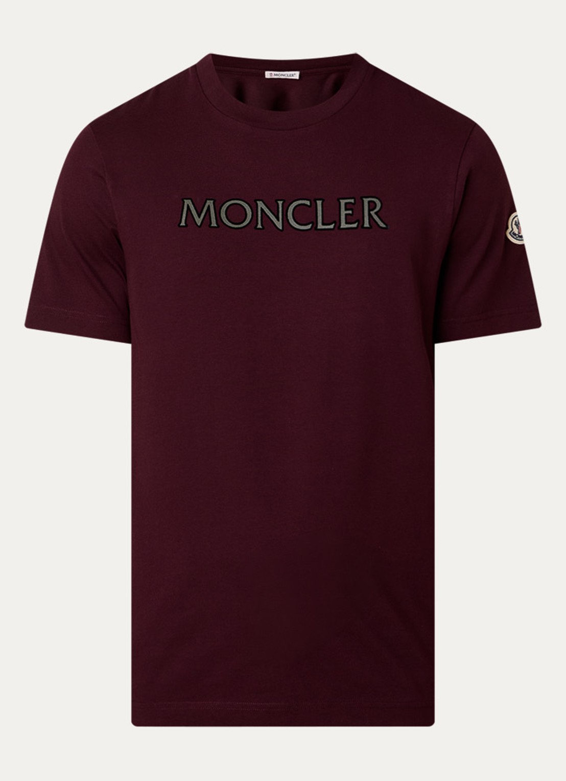 Moncler T-shirt met logoprint - voorkant 2 bordeauxrood