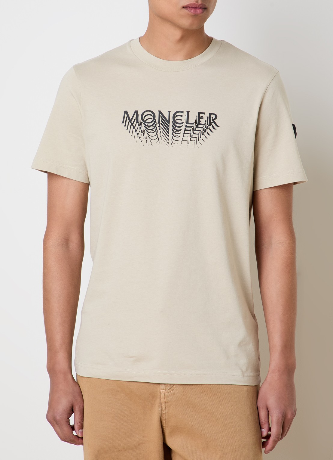 Moncler T-shirt met logoprint - detail 2 beige