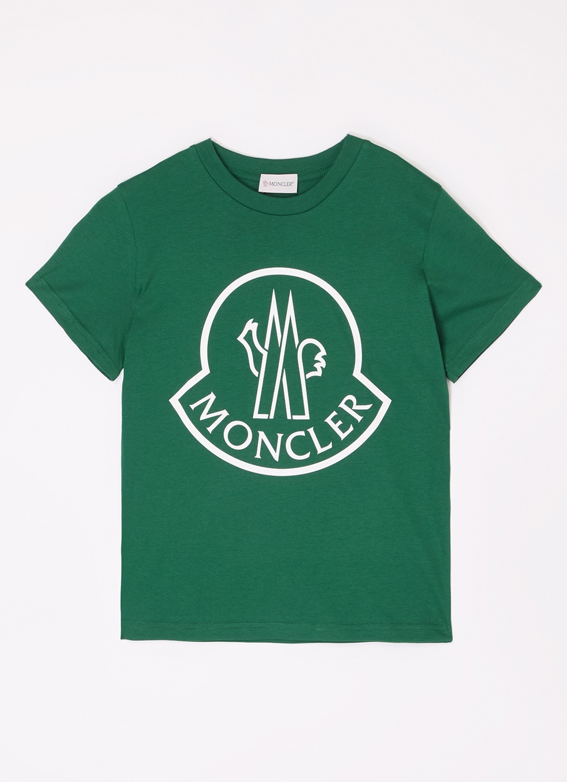 Moncler T-shirt met logoprint - voorkant groen