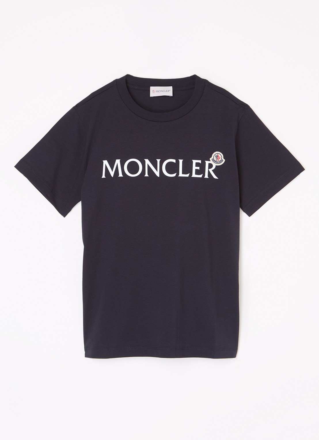 Moncler T-shirt met logoprint - voorkant donkerblauw
