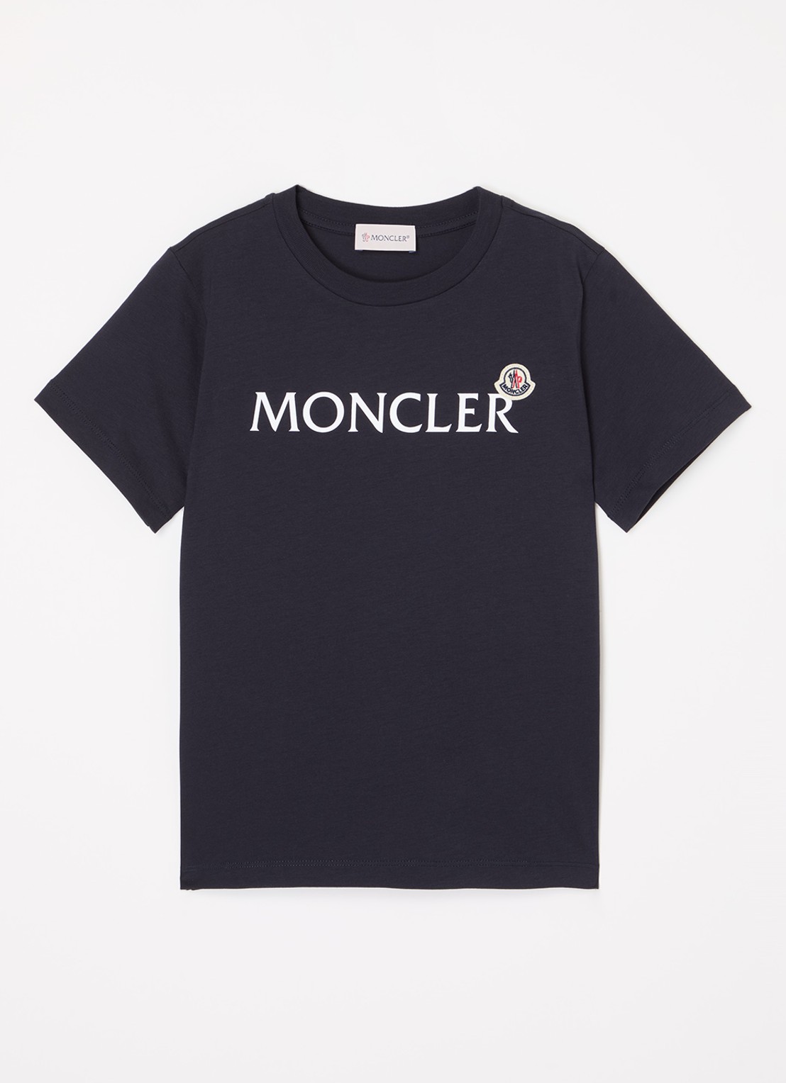 Moncler T-shirt met logoprint - voorkant donkerblauw