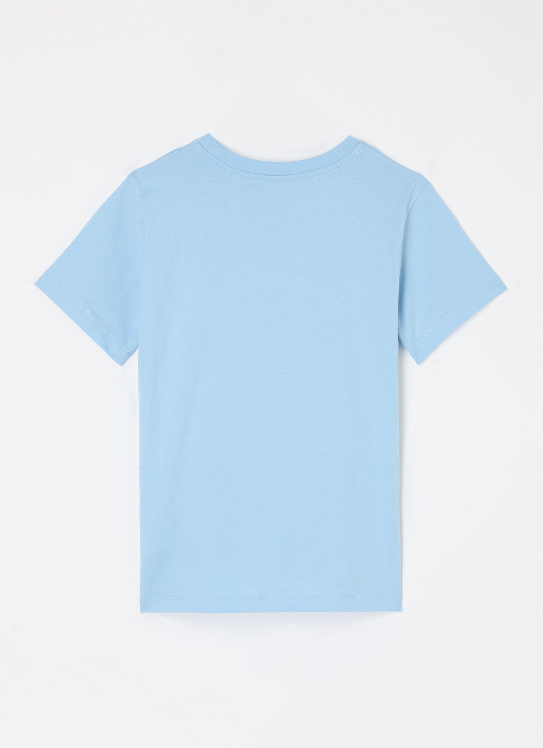 Moncler T-shirt met logoprint - voorkant 2 lichtblauw