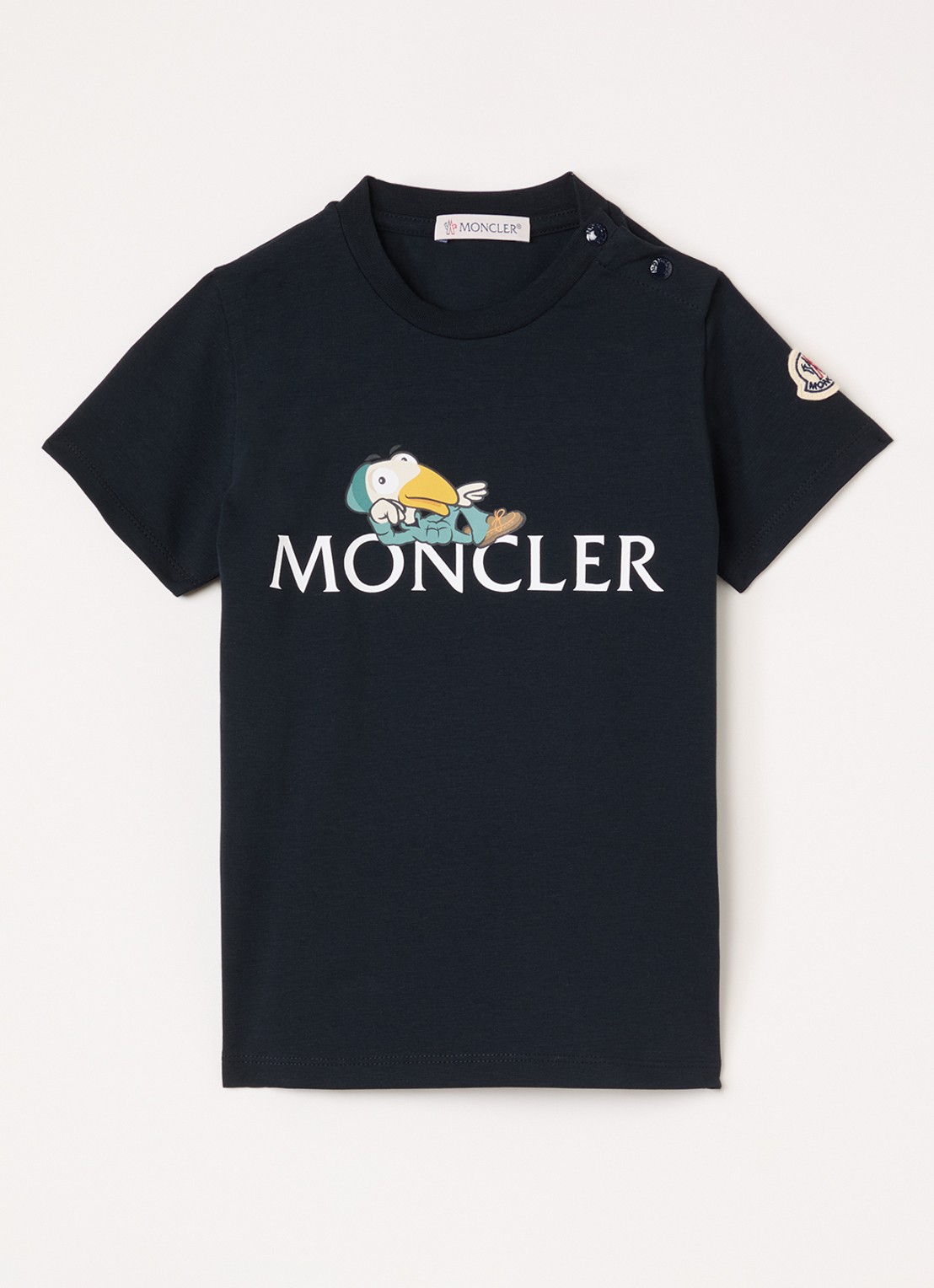 Moncler T-shirt met logoprint - voorkant blauw