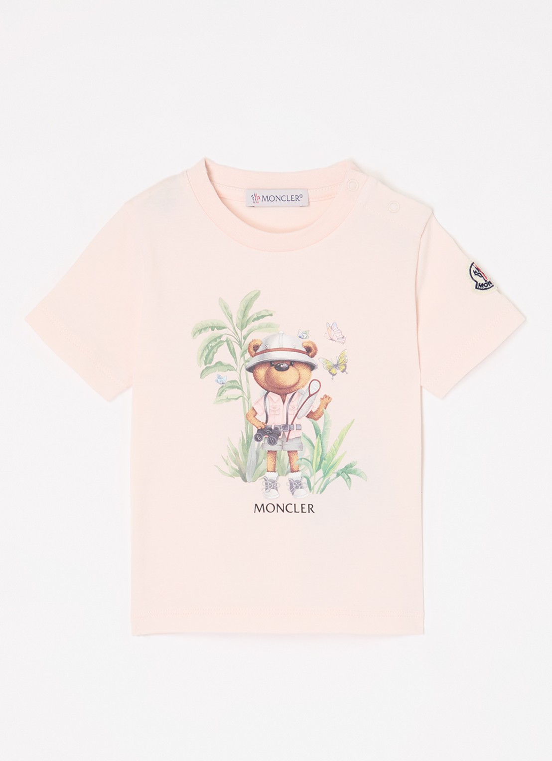Moncler T-shirt met print - voorkant lichtroze