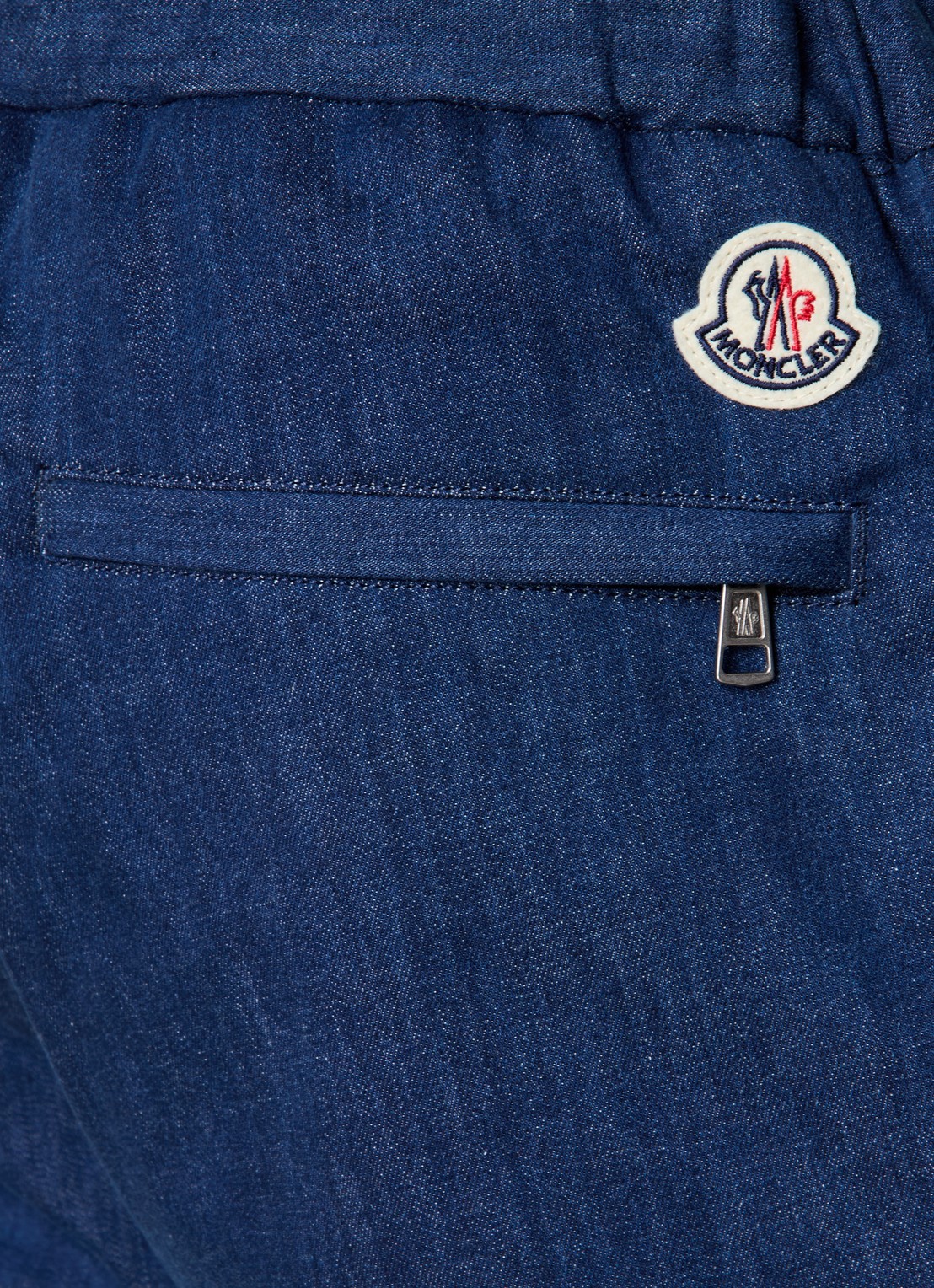 Moncler Tapered fit joggingbroek van chambray met steekzakken - detail 4 indigo
