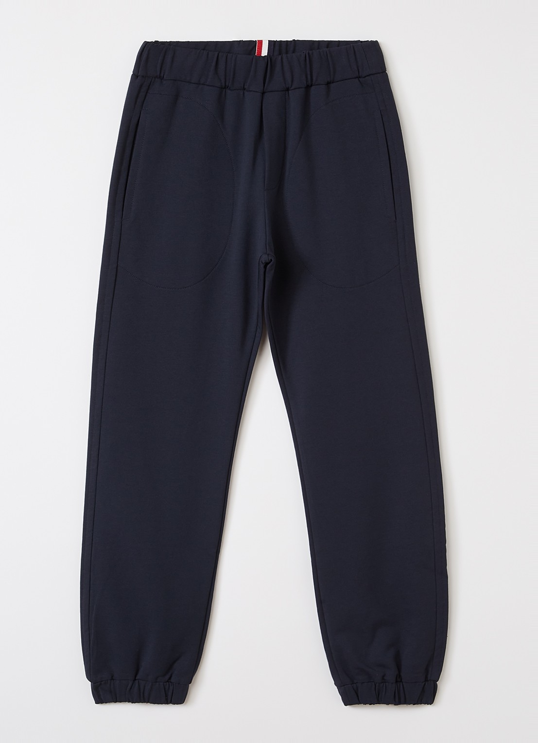 Moncler Tapered fit pantalon met logo - voorkant donkerblauw
