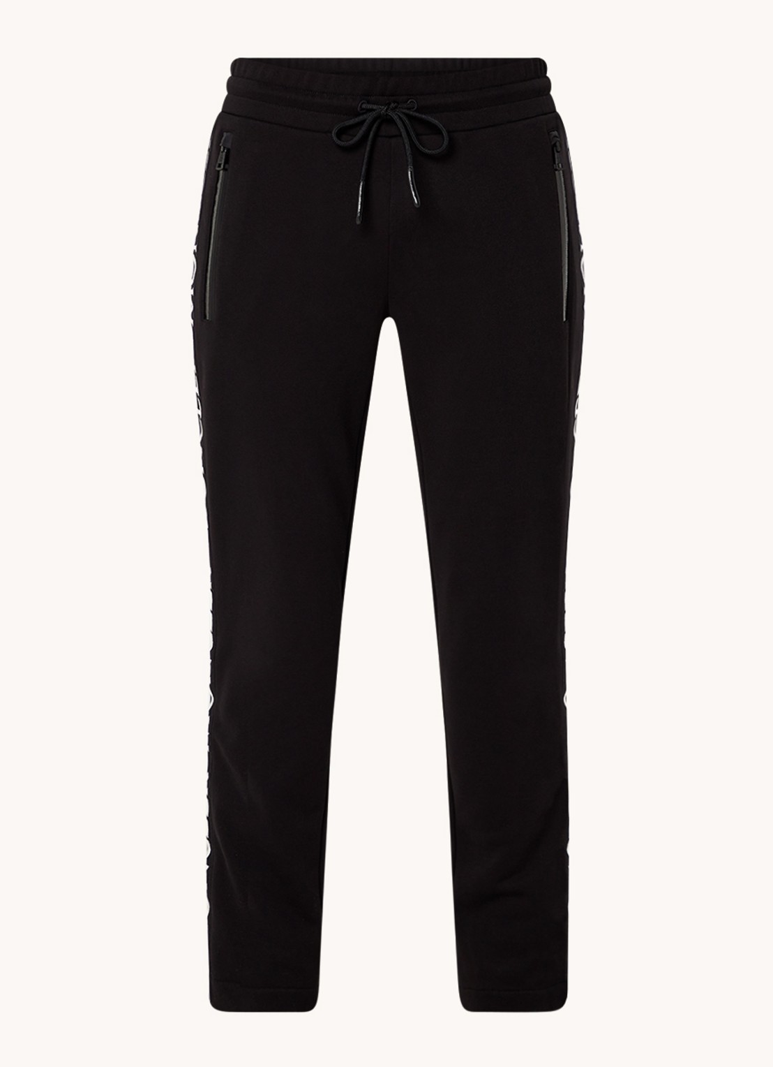 Moncler Tapered fit trackpants met logoborduring en ritszakken - voorkant 4 zwart