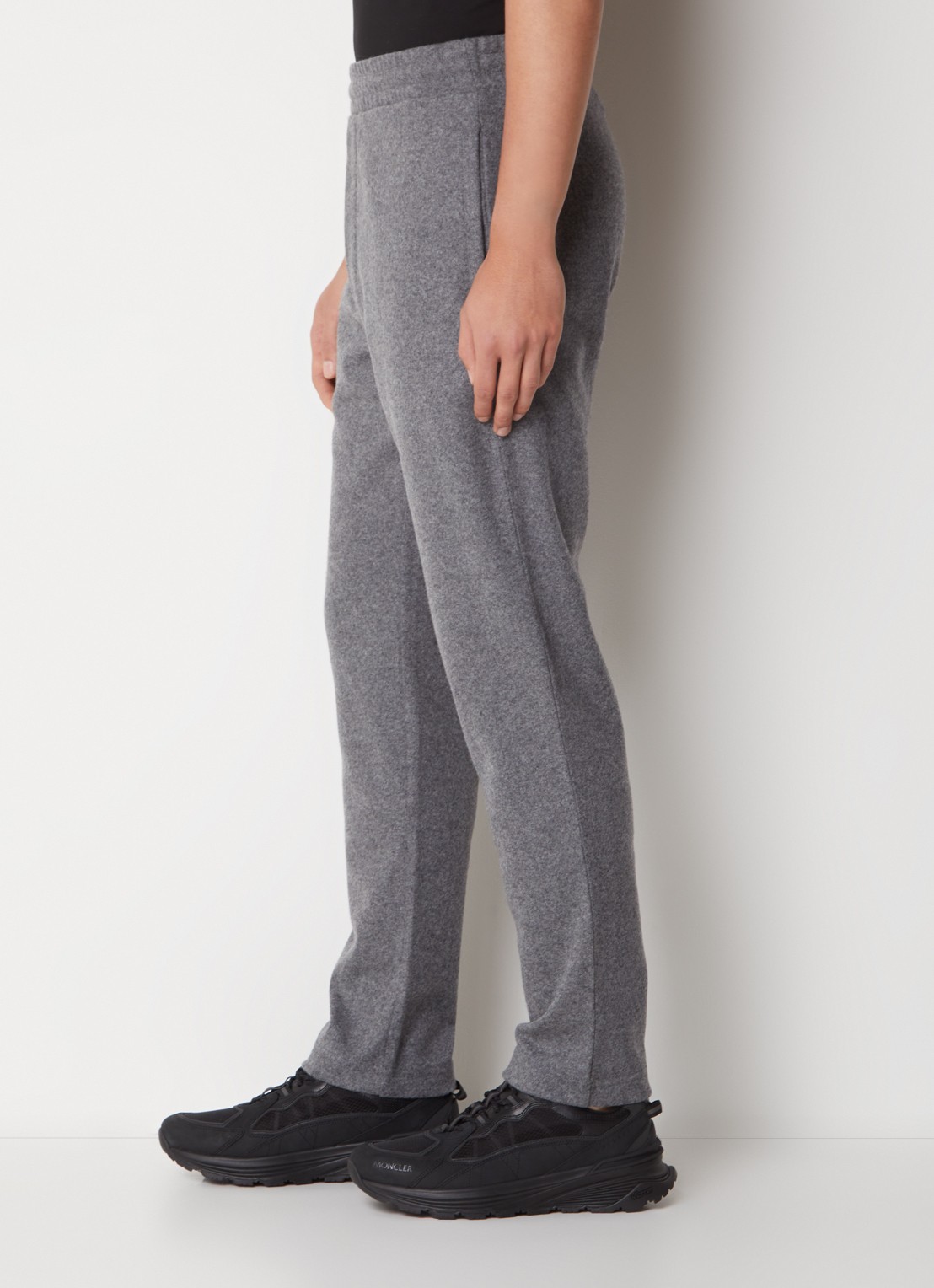 Moncler Tapered joggingbroek in scheerwolblend met gemêleerd dessin - detail 5 grijsmele