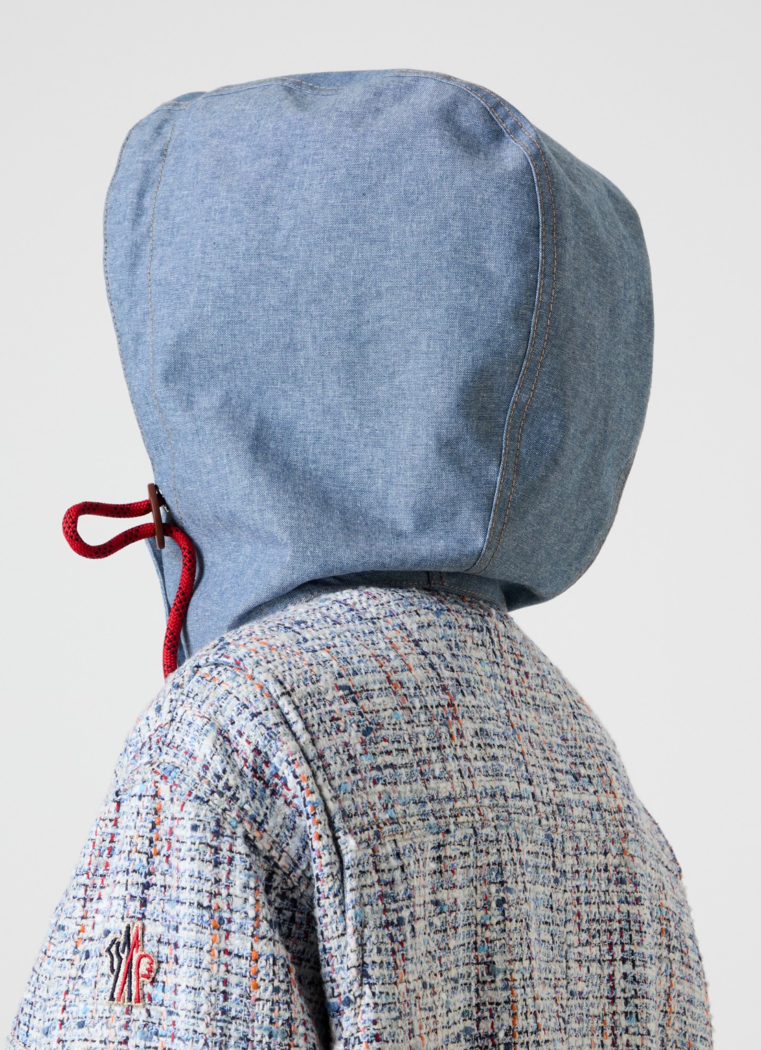 Moncler Termez jack met tweed-look en afneembare capuchon - detail 6 lichtblauw