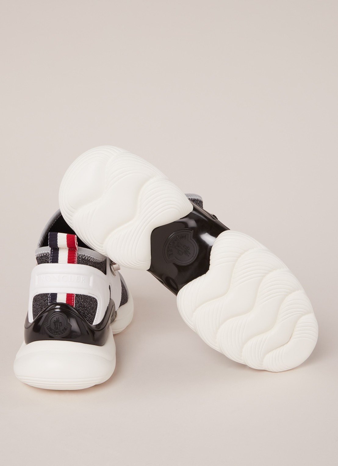 Moncler Thelma sneaker met leren details en glitter - detail 5 antraciet