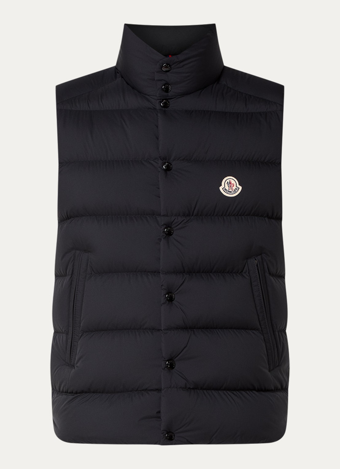 Moncler Tibb gewatteerde bodywarmer met donsvulling en logo - voorkant 5 zwart