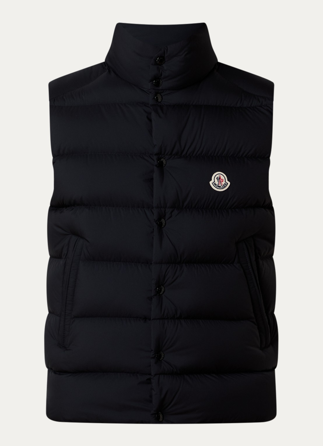 Moncler Tibb gewatteerde bodywarmer met donsvulling en logo - voorkant 5 zwart