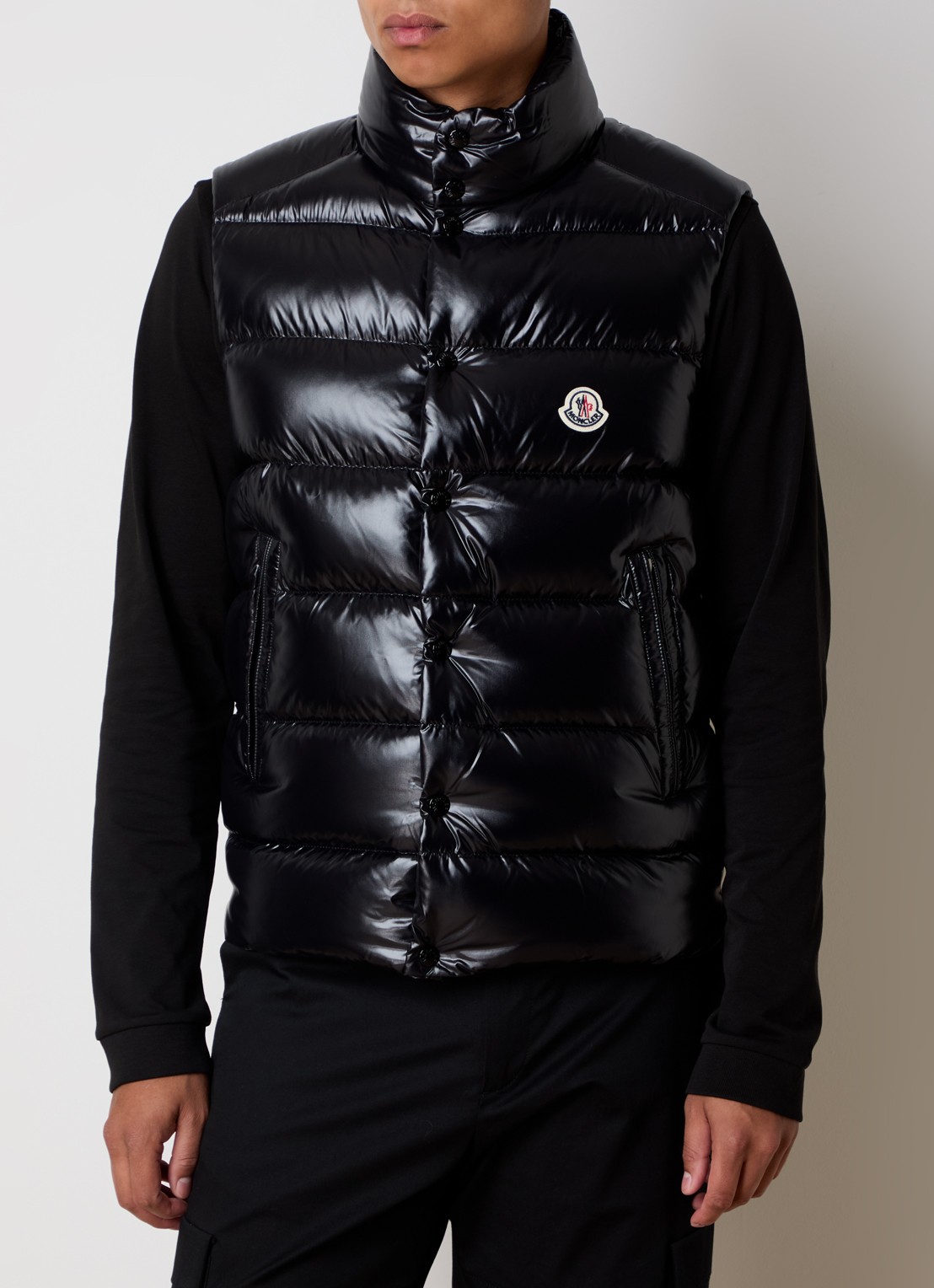 Moncler Tibb gewatteerde bodywarmer met logo - detail 3 zwart