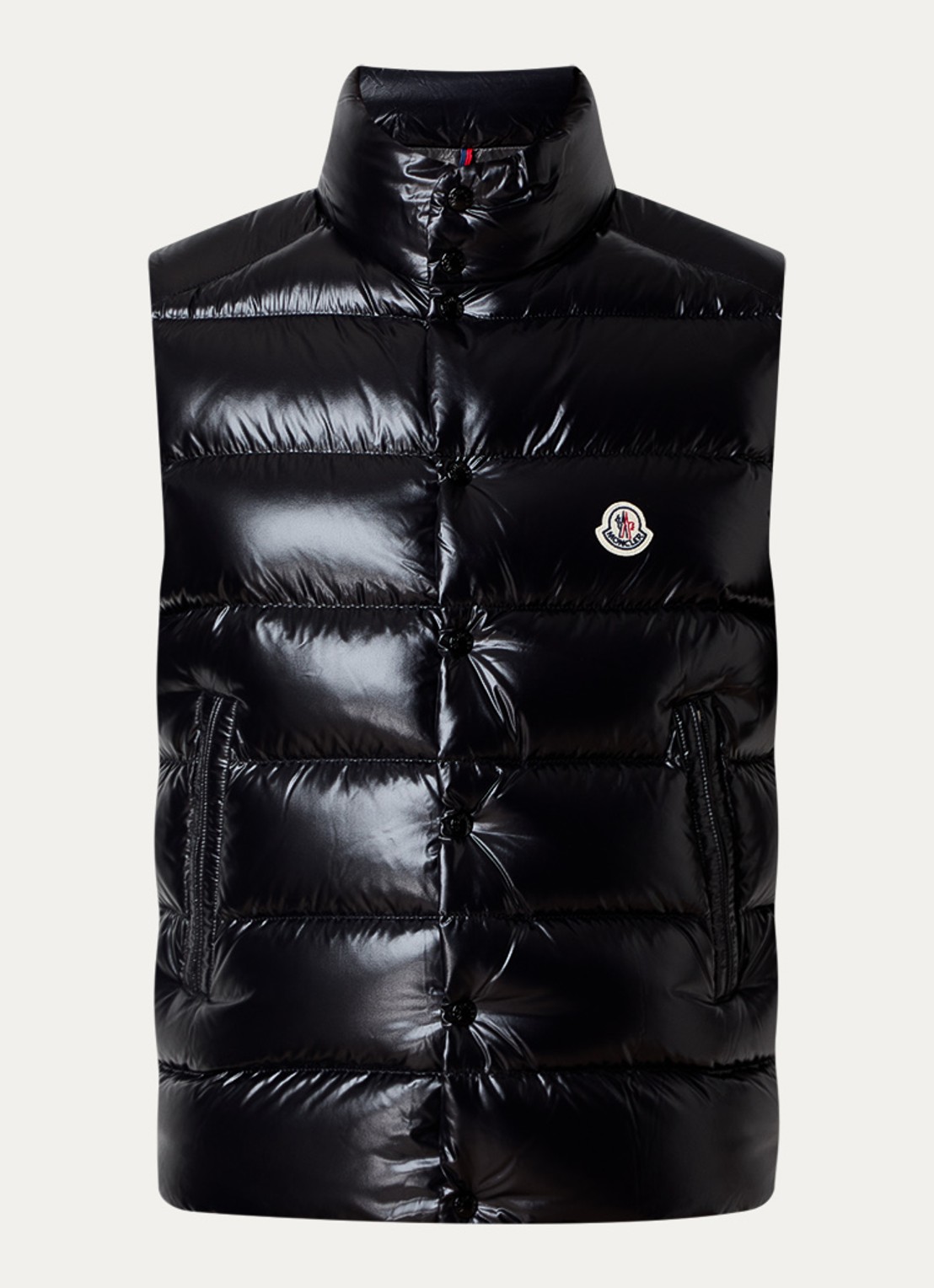 Moncler Tibb gewatteerde bodywarmer met logo - voorkant zwart