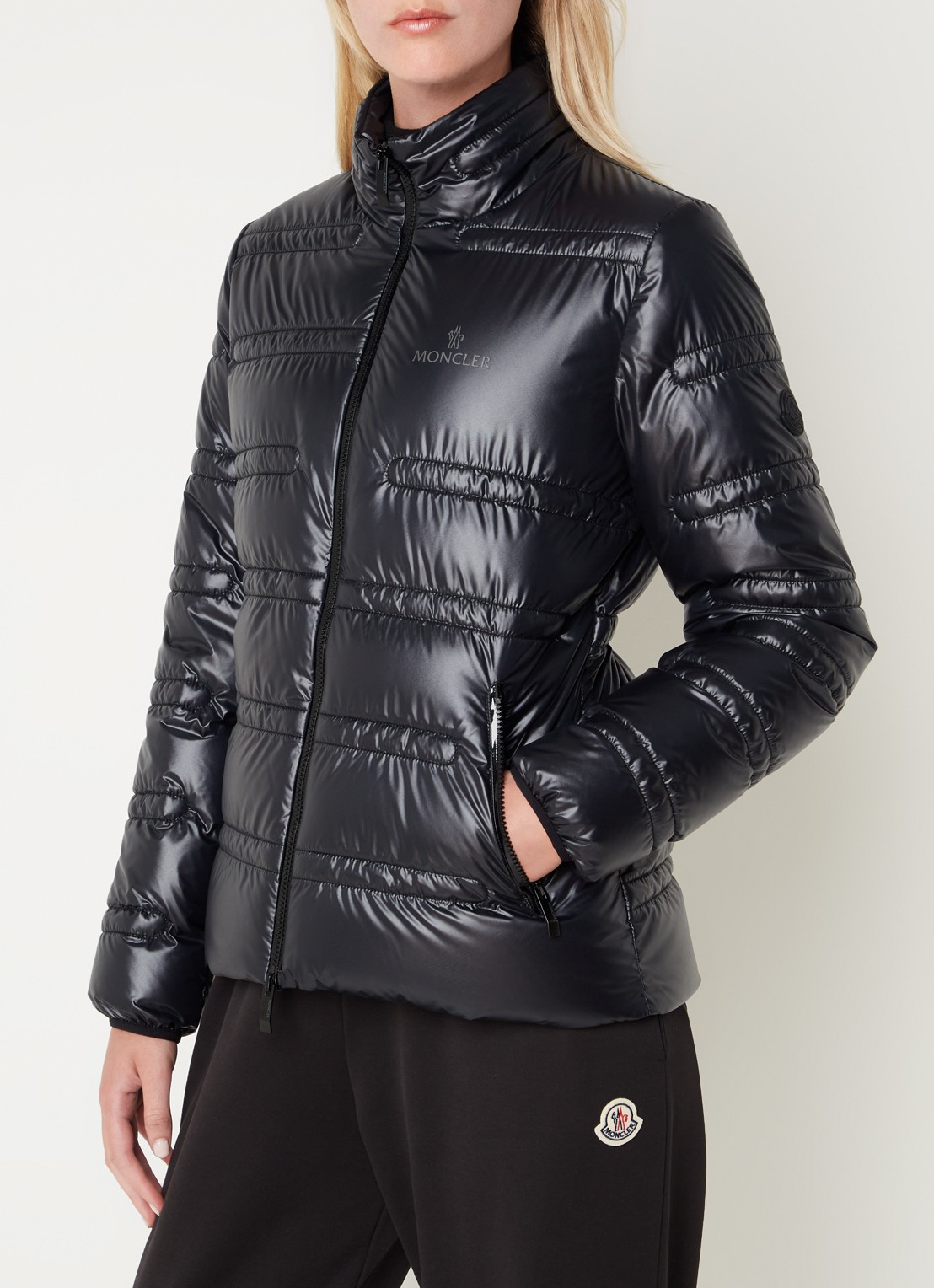 Moncler Tibre gewatteerd jack met donsvulling en ritszakken - detail zwart