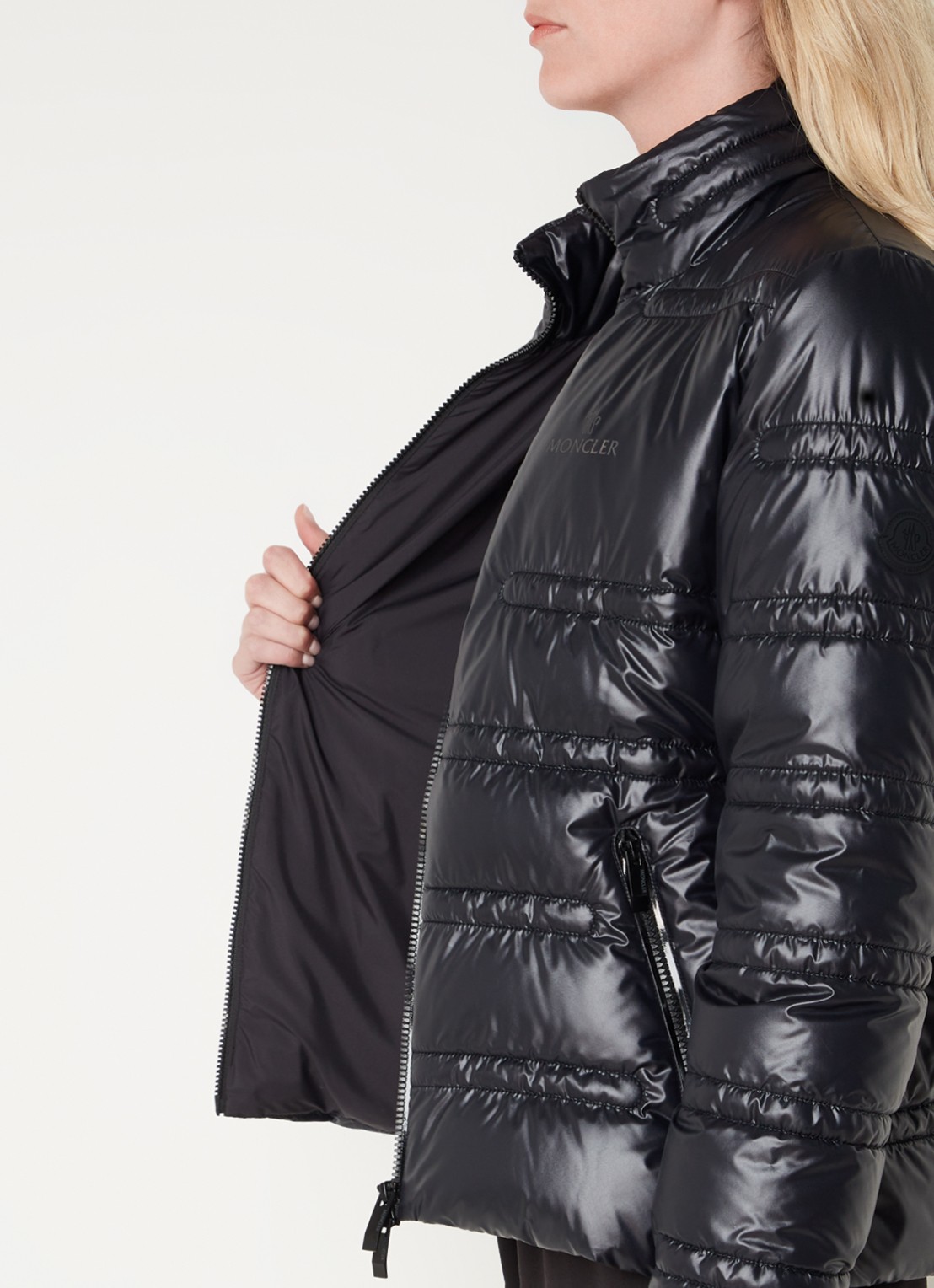 Moncler Tibre gewatteerd jack met donsvulling en ritszakken - detail 3 zwart