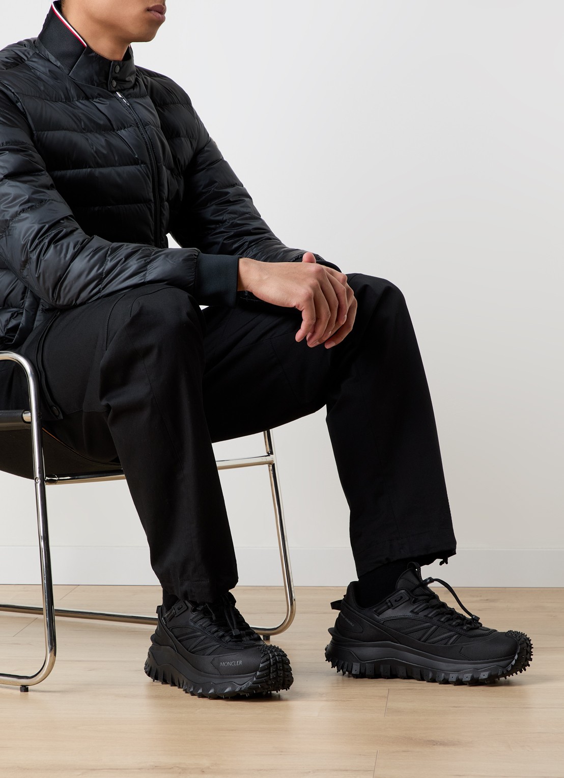 Moncler Trailgrip Gore-Tex sneaker met leren details - voorkant 3 zwart