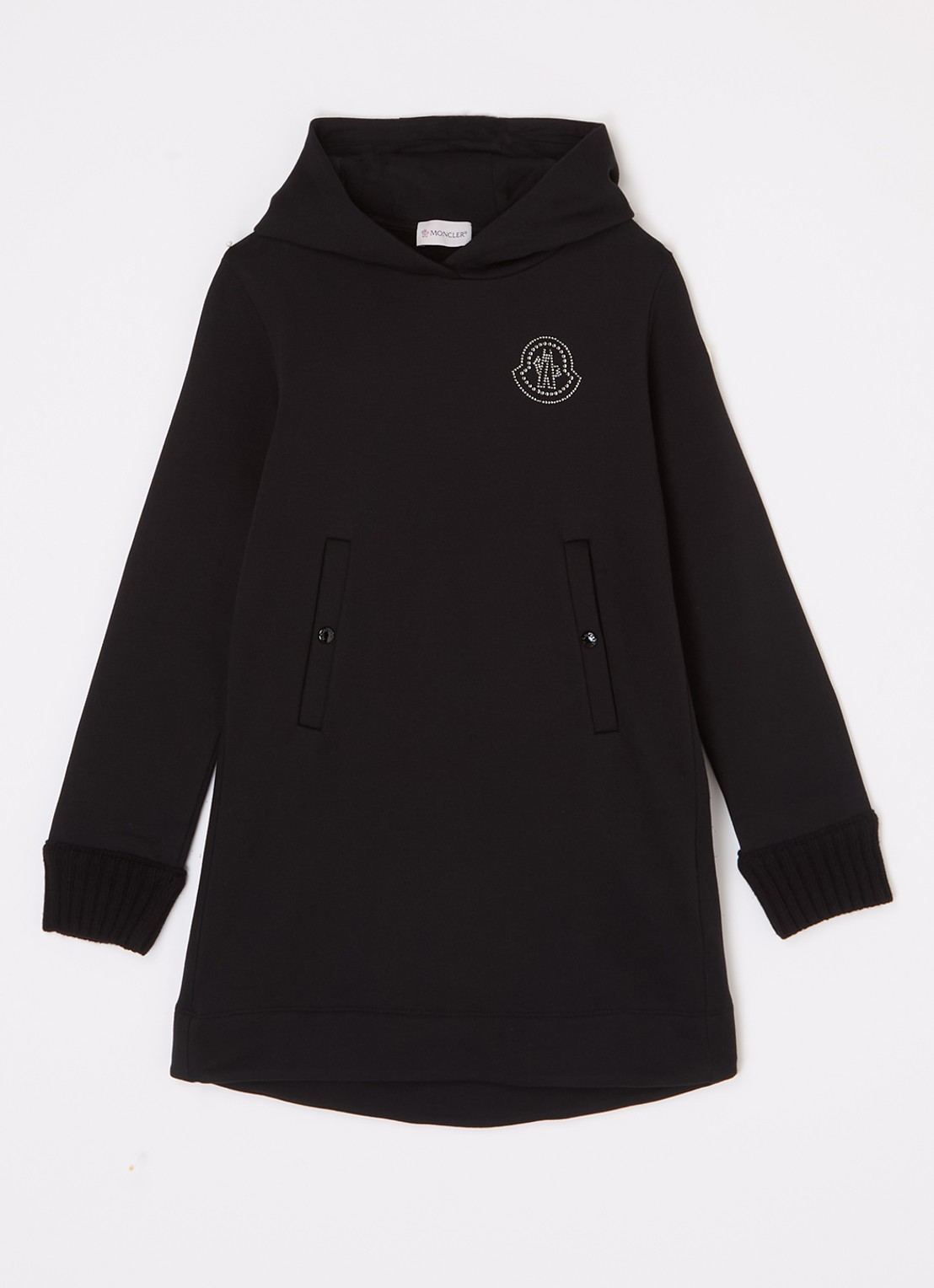 Moncler Trui-jurk met logo en strass - voorkant 2 zwart