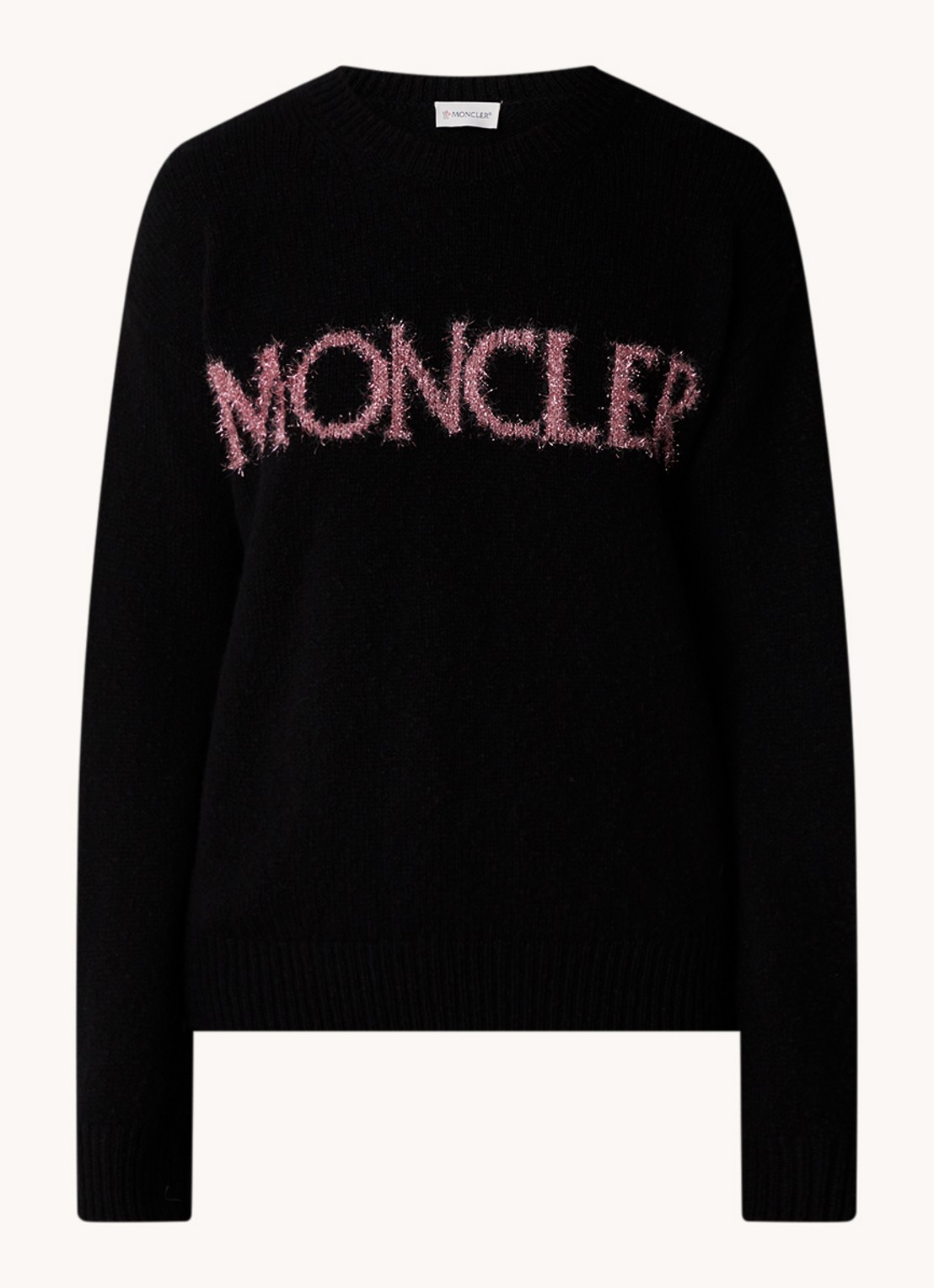 Moncler Trui van wol met logo - voorkant 4 zwart