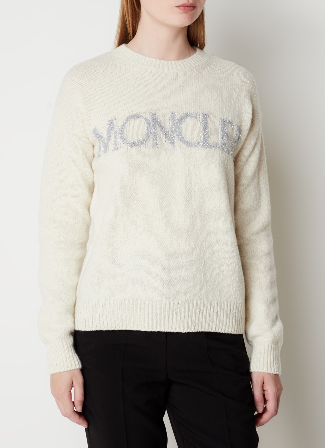 Moncler Trui van wol met logo - detail 3 vanillegeel