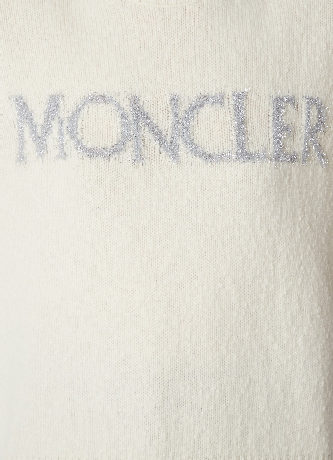 Moncler Trui van wol met logo - detail 4 vanillegeel