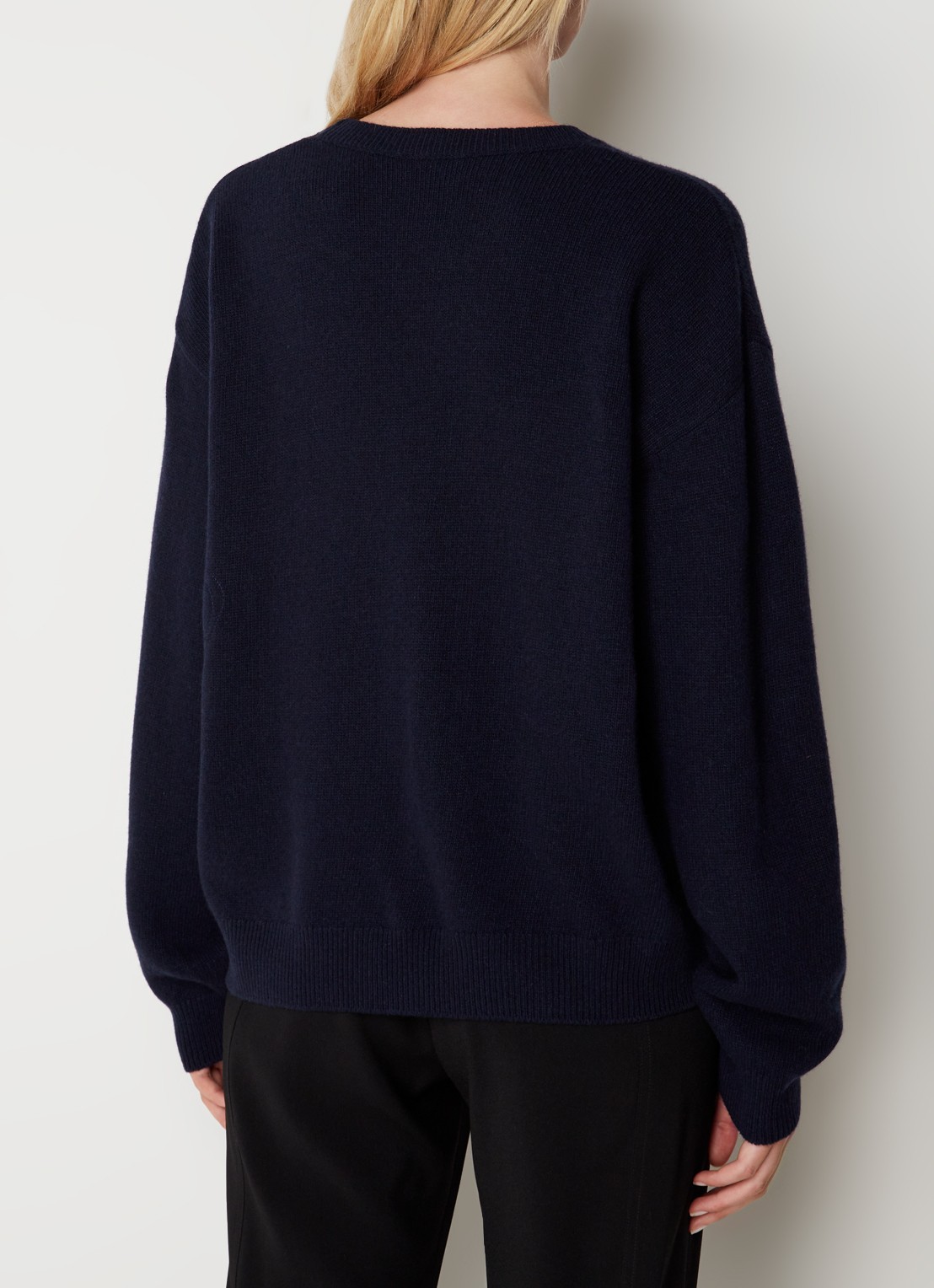 Moncler Trui van wol met logo - achterkant donkerblauw