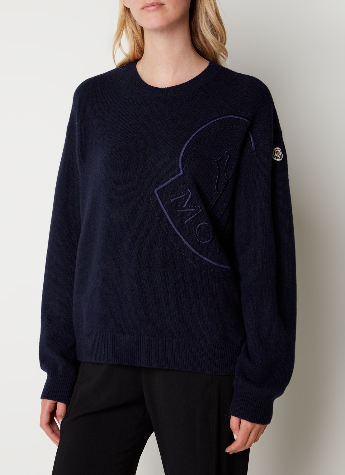 Moncler Trui van wol met logo - detail 2 donkerblauw