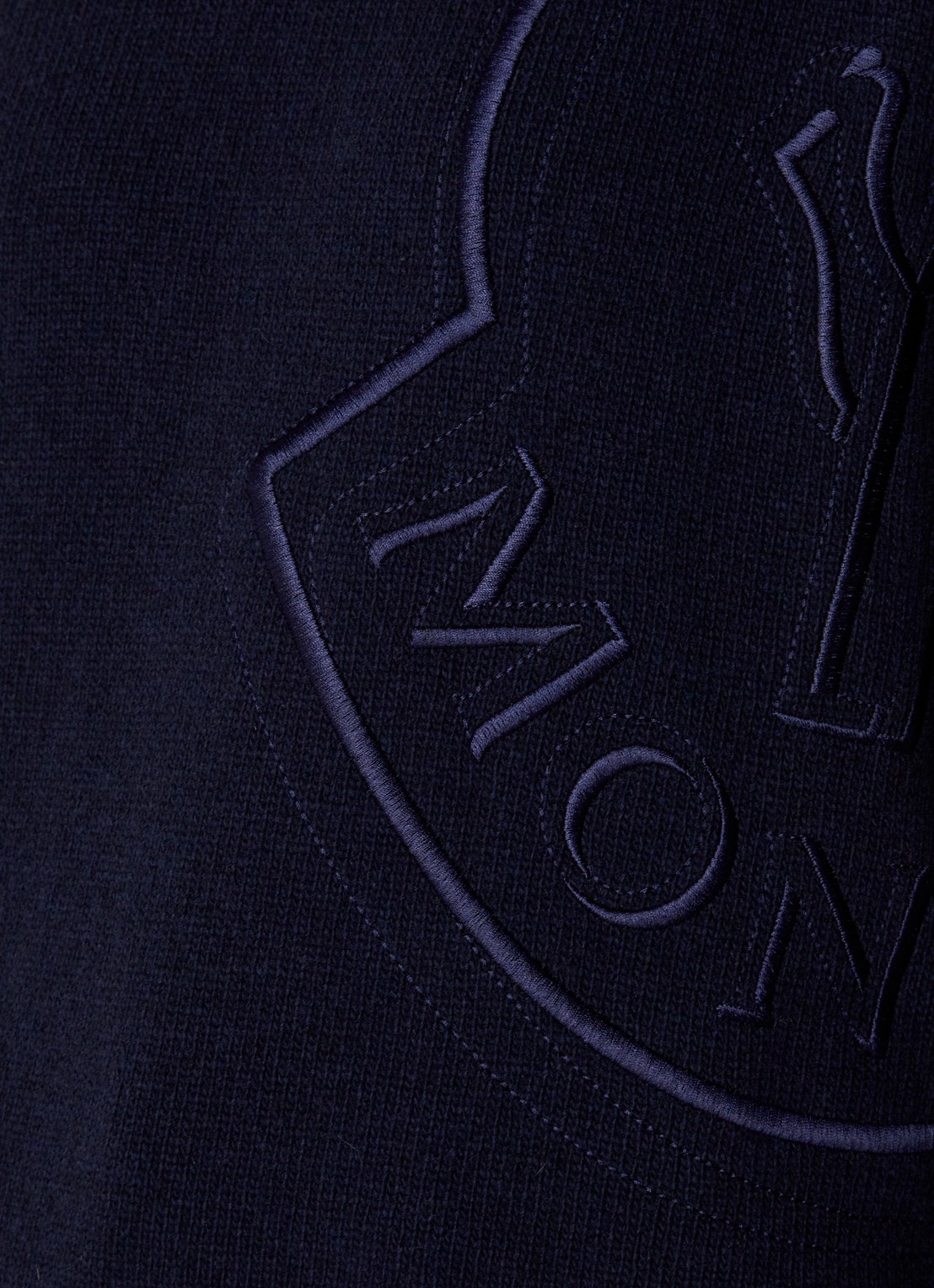 Moncler Trui van wol met logo - detail 3 donkerblauw