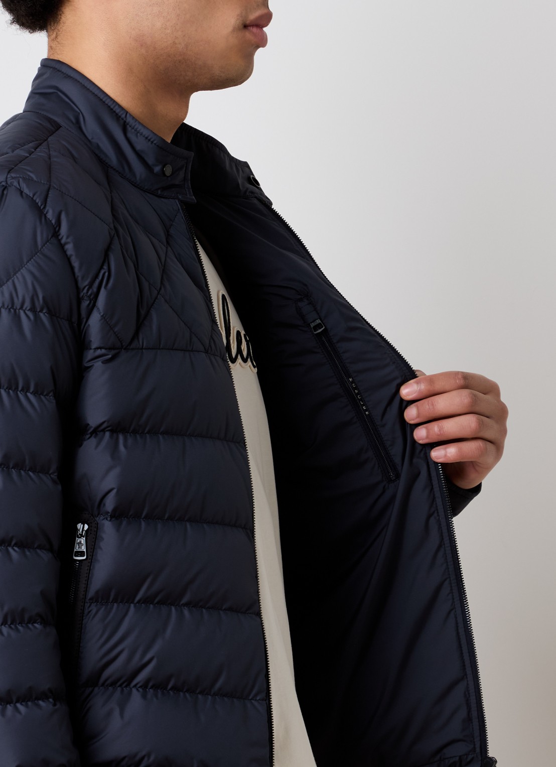 Moncler Tuile gewatteerde jas met donsvulling en ritszakken - detail 2 donkerblauw