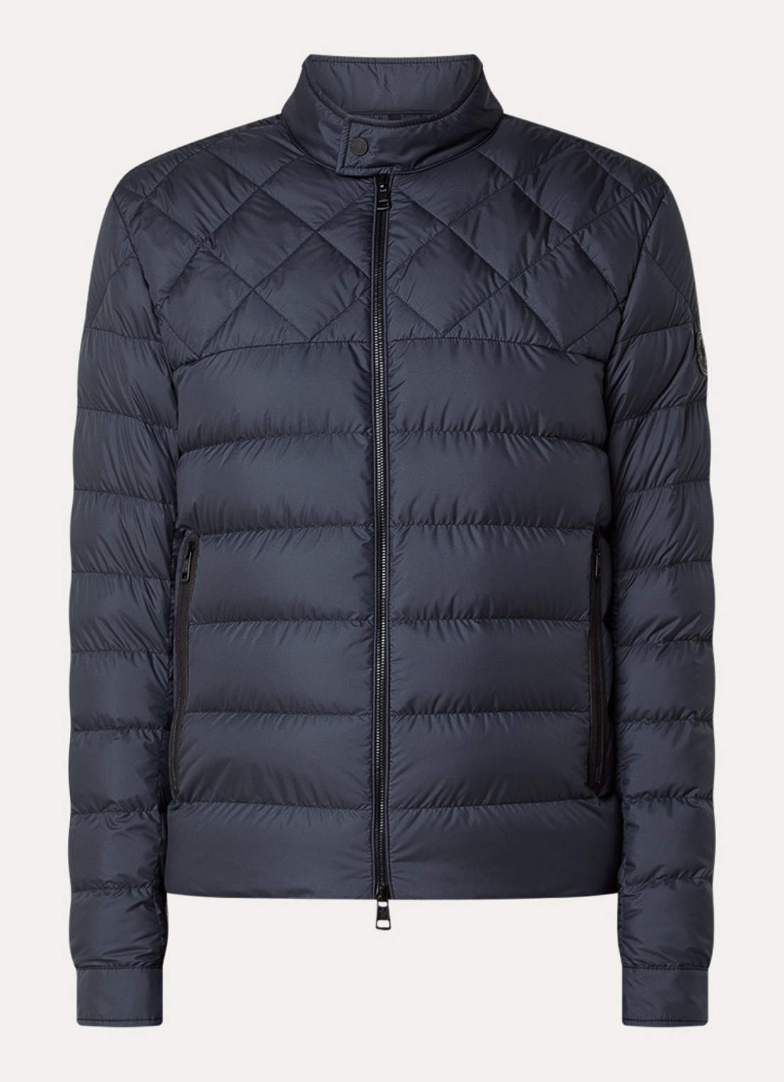 Moncler Tuile gewatteerde jas met donsvulling en ritszakken - voorkant 5 donkerblauw