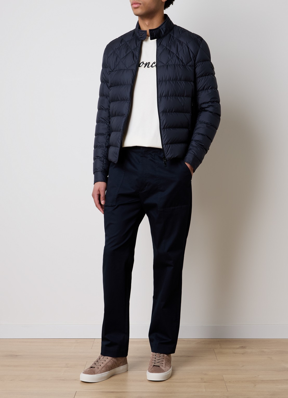 Moncler Tuile gewatteerde jas met donsvulling en ritszakken - voorkant 6 donkerblauw