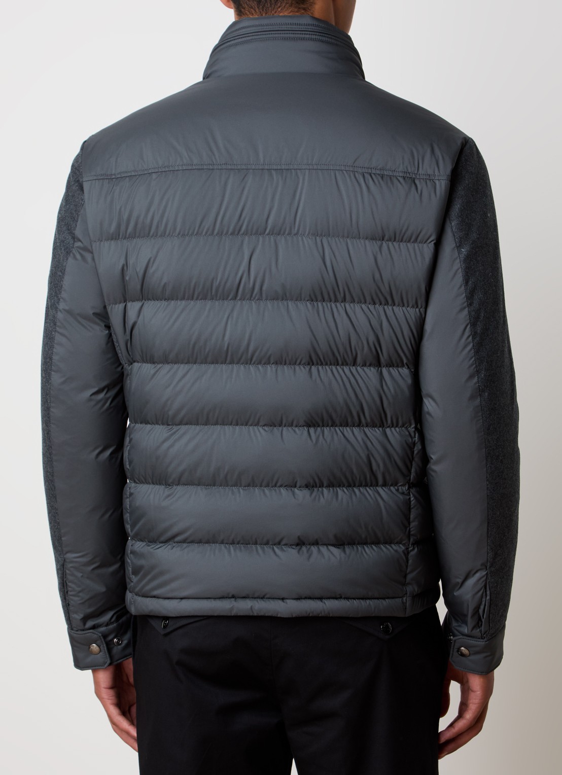 Moncler Vallanta gewatteerde jas met opbergbare capuchon - achterkant 3 grijs