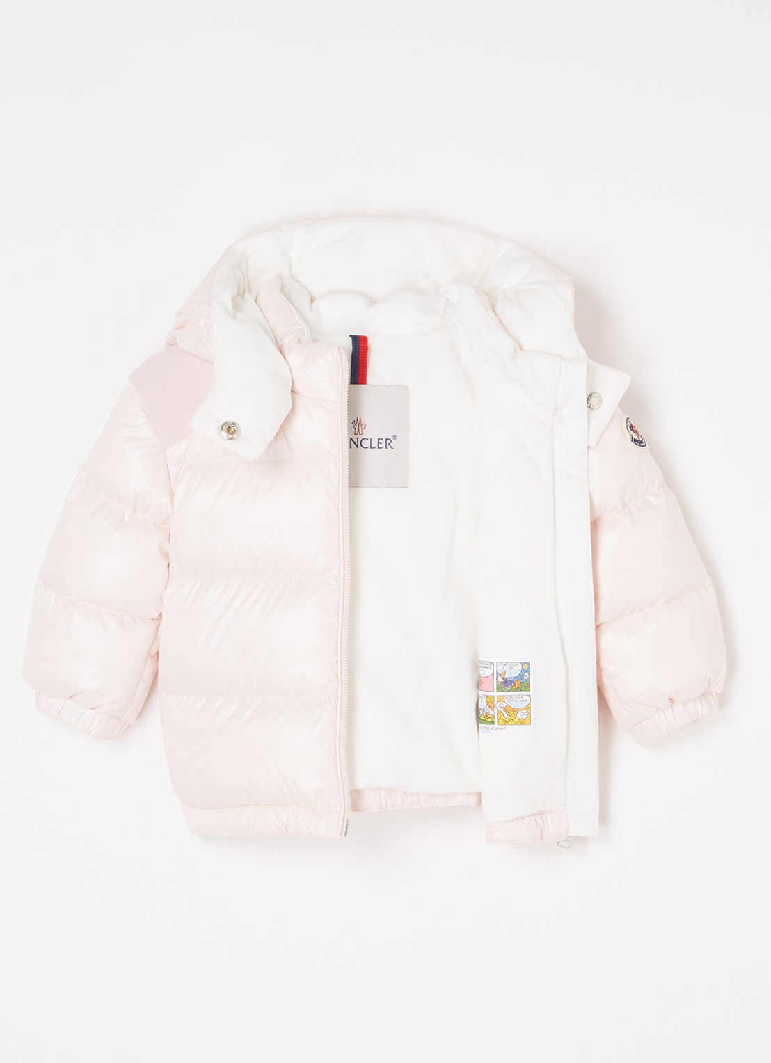 Moncler Valya puffer jack met donsvulling en afneembare capuchon - voorkant 3 lichtroze