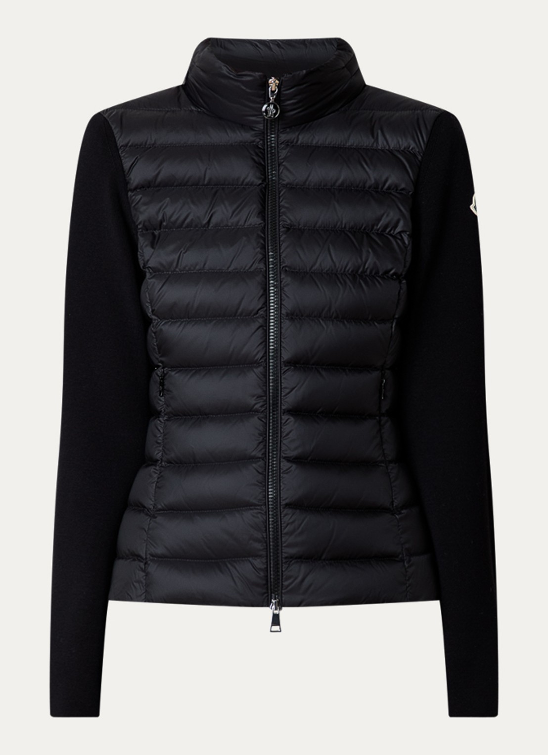 Moncler Vest van scheerwol met gewatteerd voorpand - voorkant 4 zwart