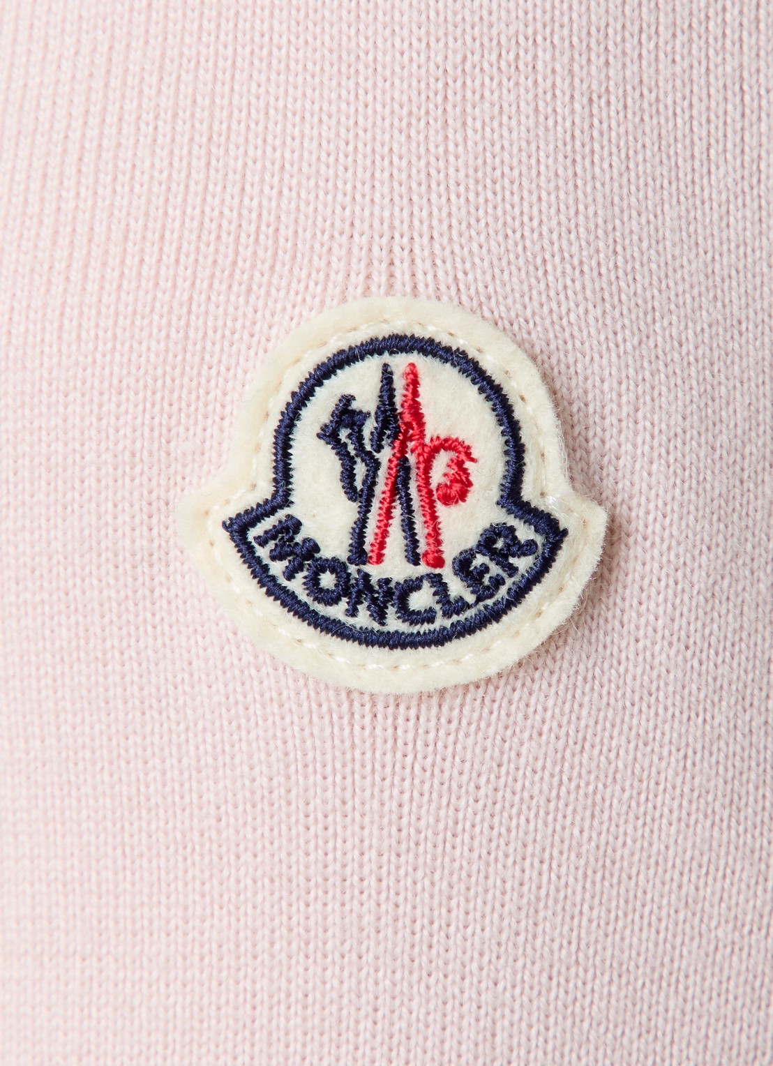 Moncler Vest van scheerwol met gewatteerd voorpand - detail 3 lichtroze