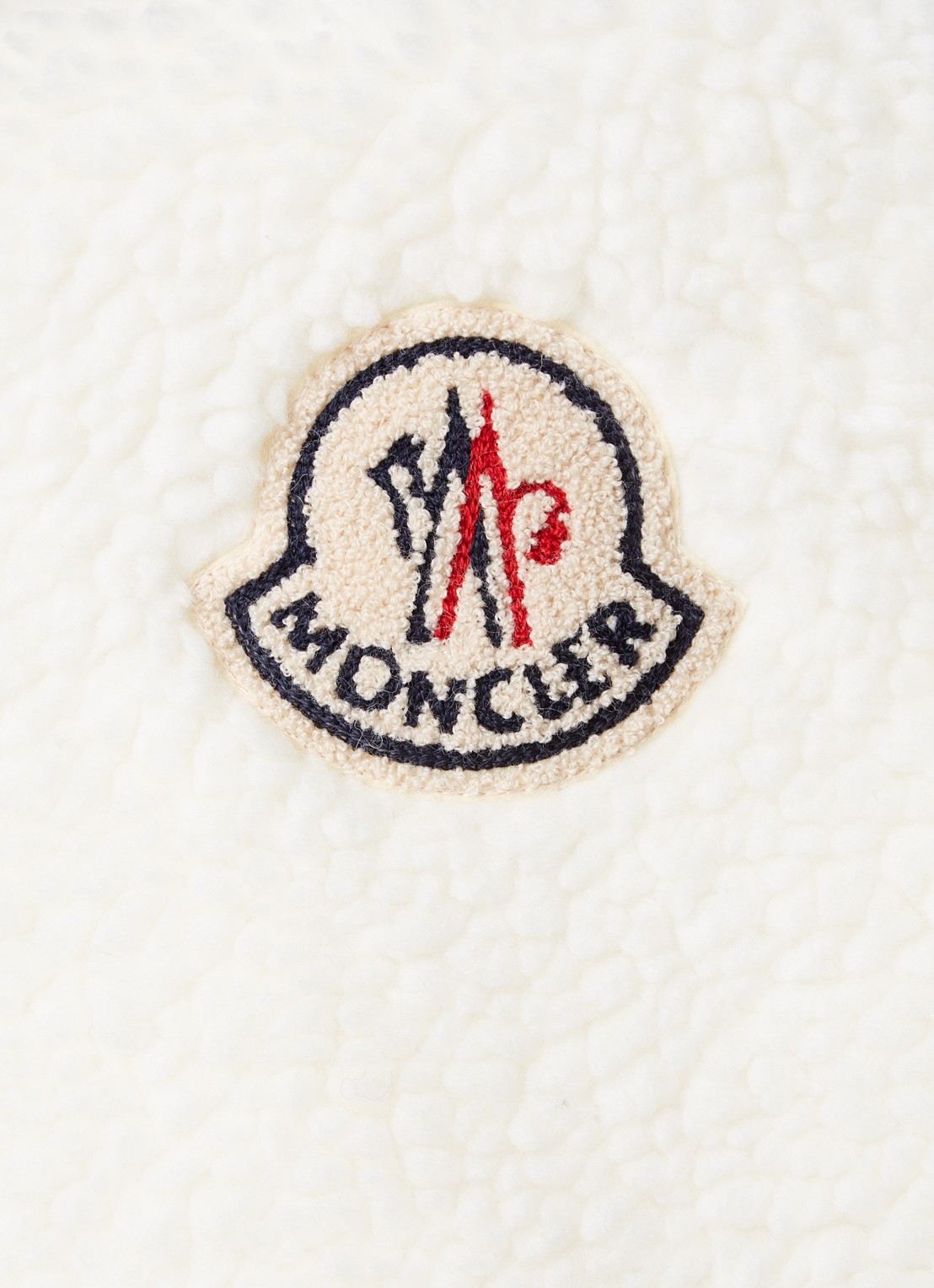 Moncler Vest van teddy met logoborduring - detail 5 ivoor